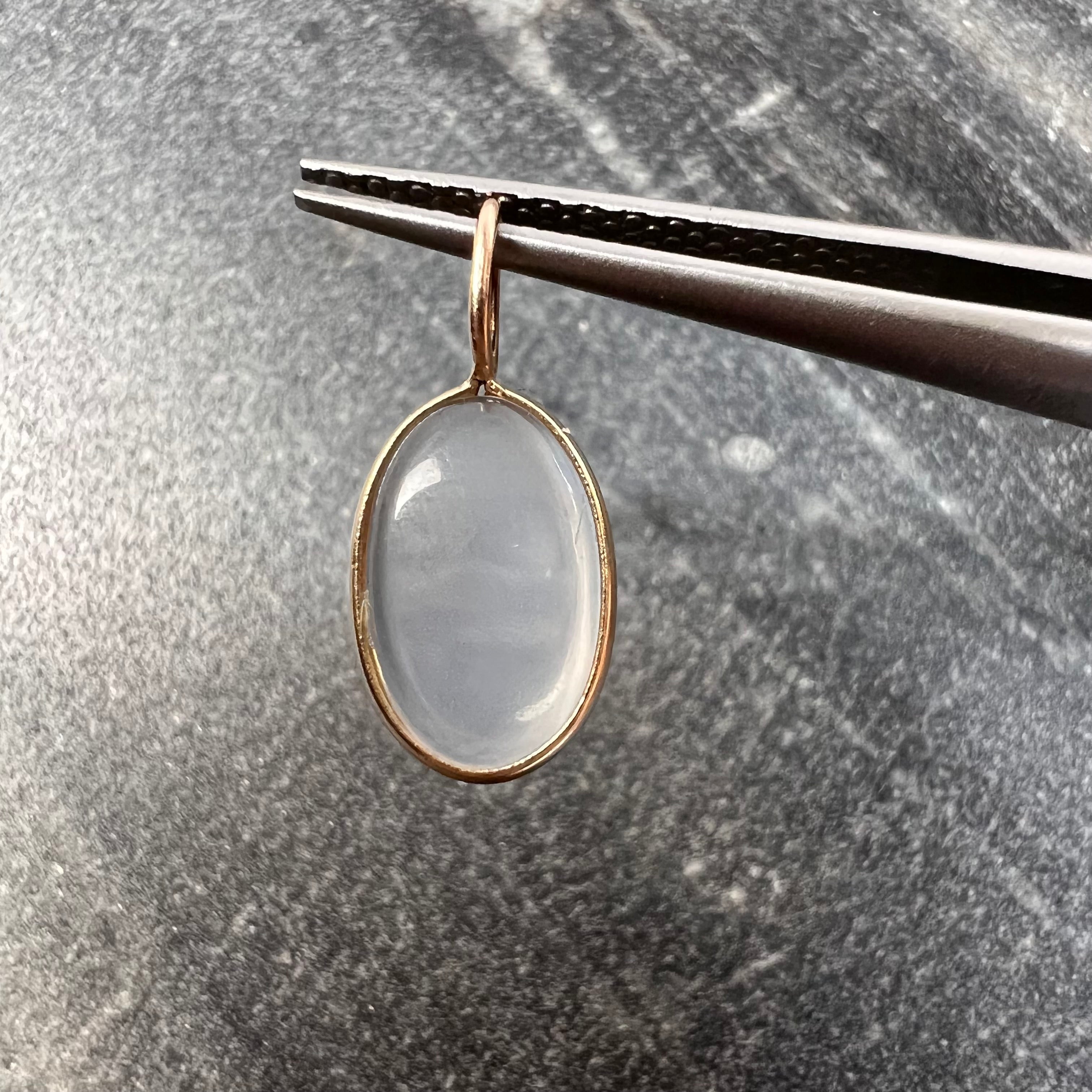Cabochon Moonstone 14K Yellow Gold Pendant Charm 17.51x7.95x2.51mm