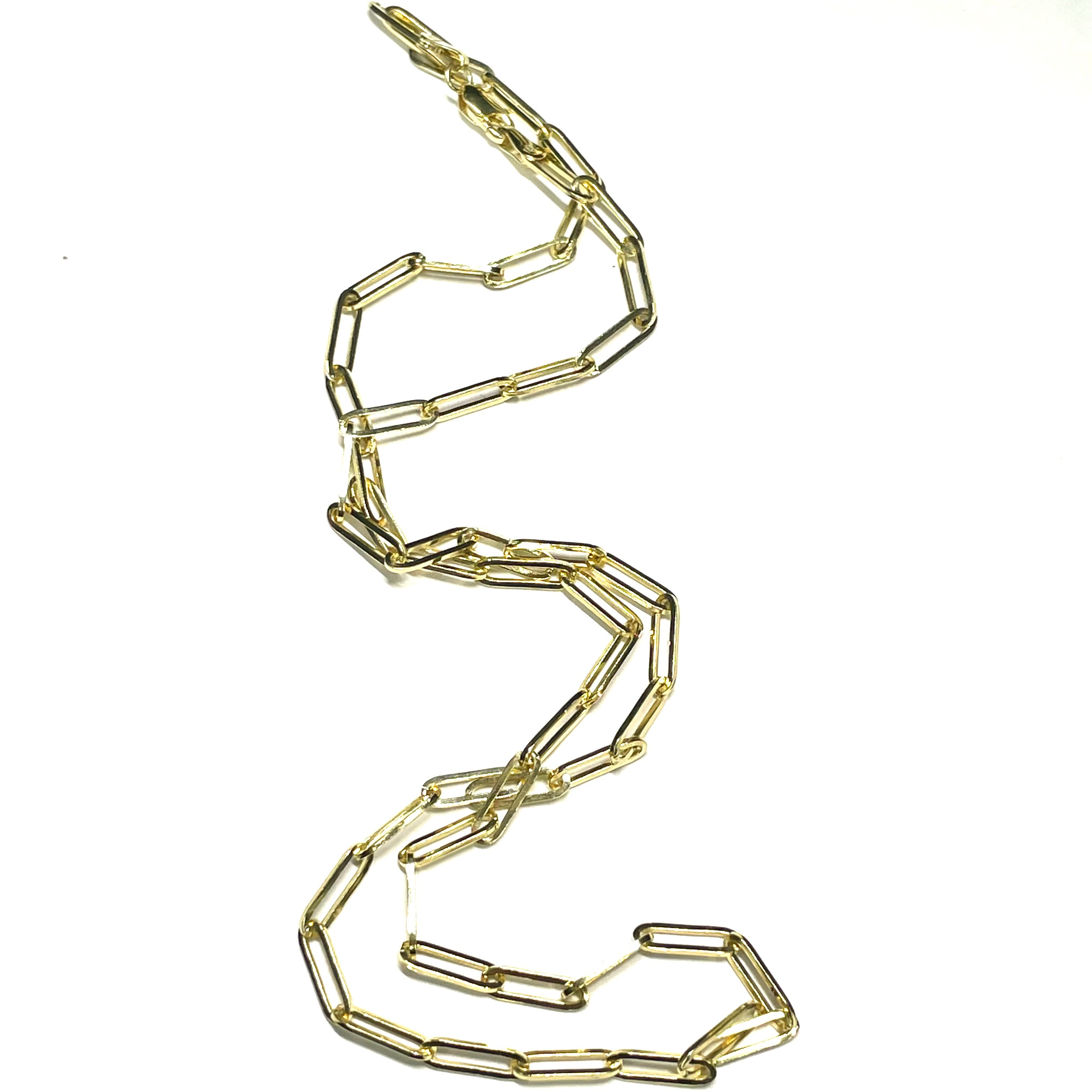18" 14k Yellow Gold Paper Clip Chain Necklace