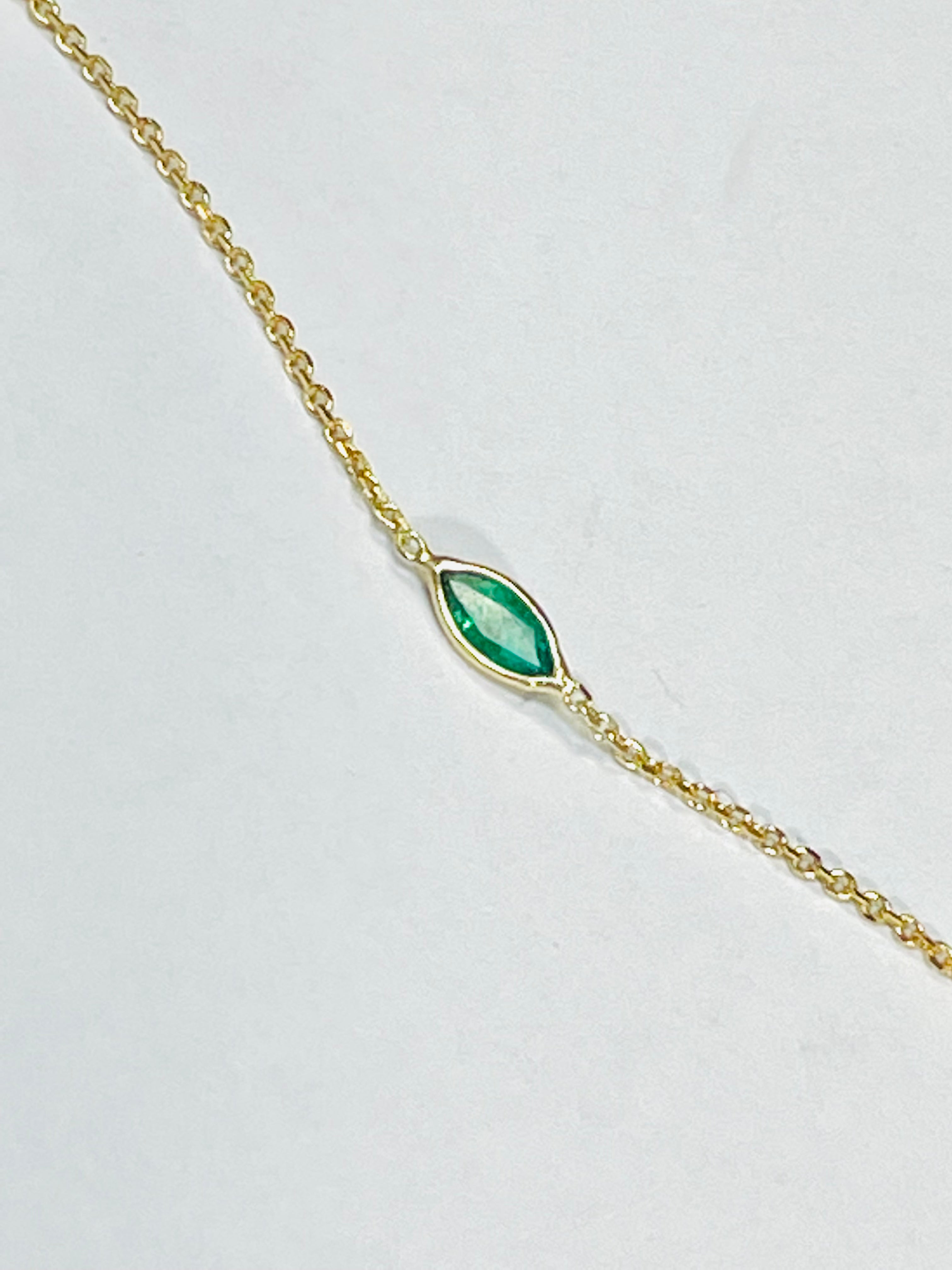 Emerald Marquis Handchain 14k Yellow Gold