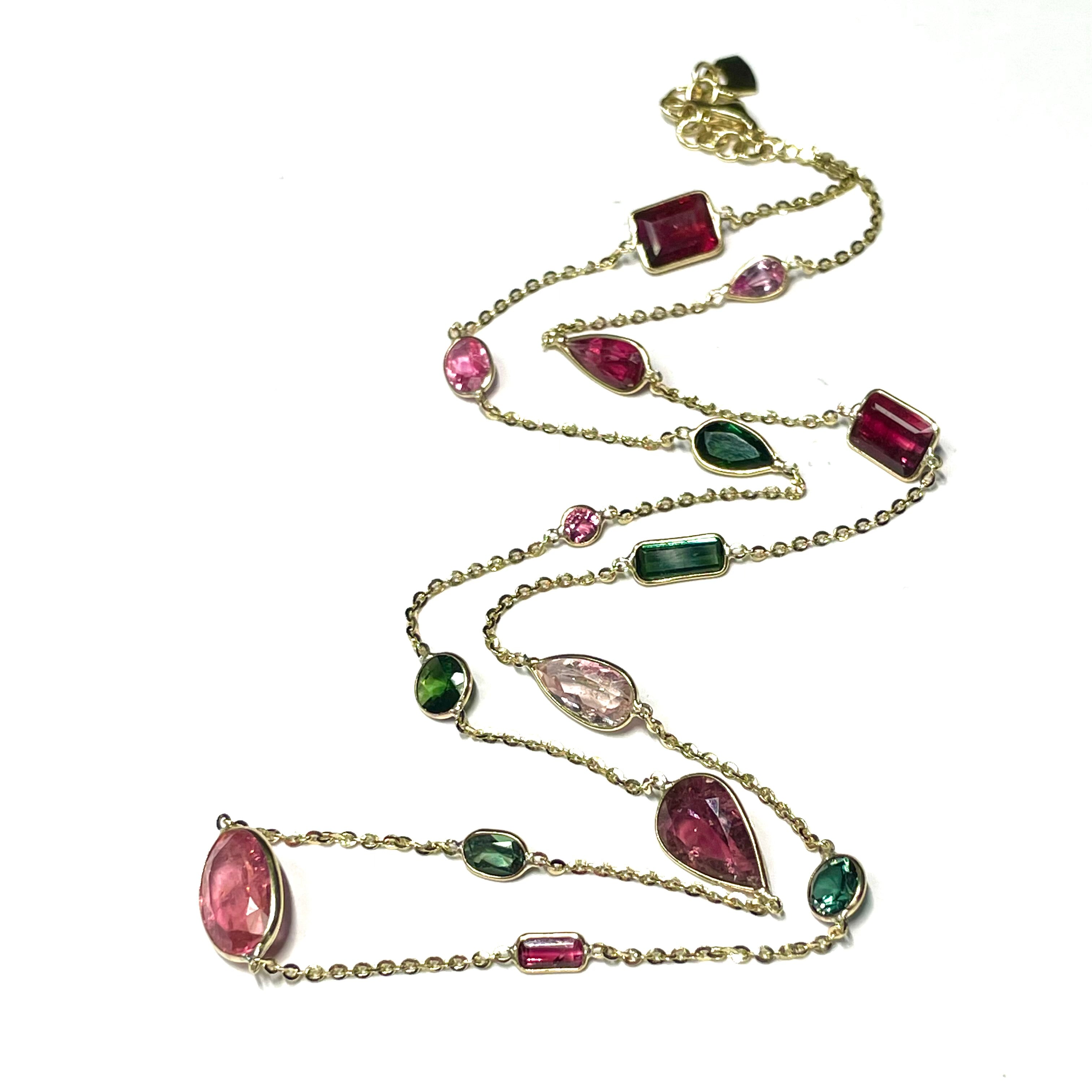 Tourmaline 14K Yellow Gold Necklace