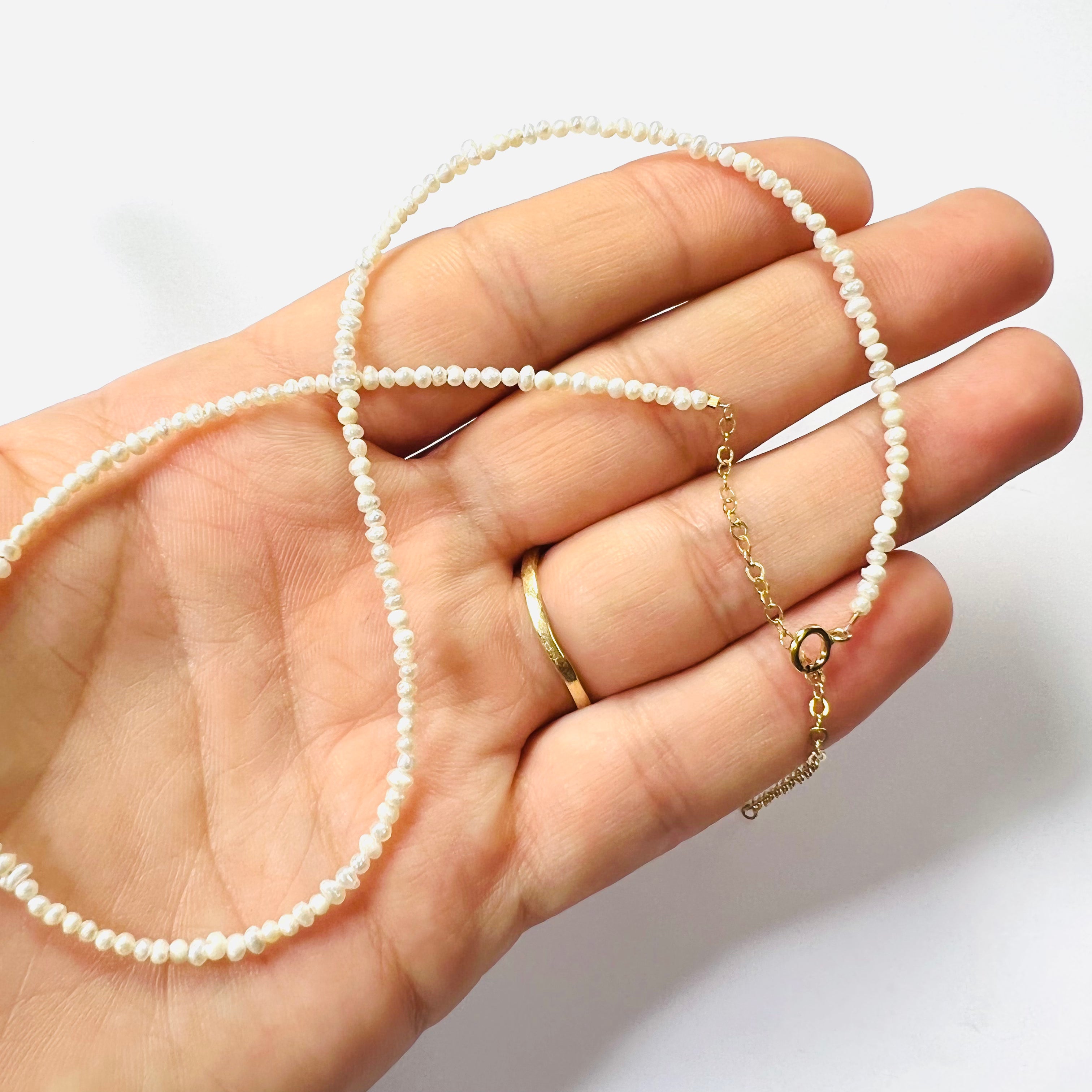 Seed Pearl 14.5" 14K Yellow Gold Necklace Clasp