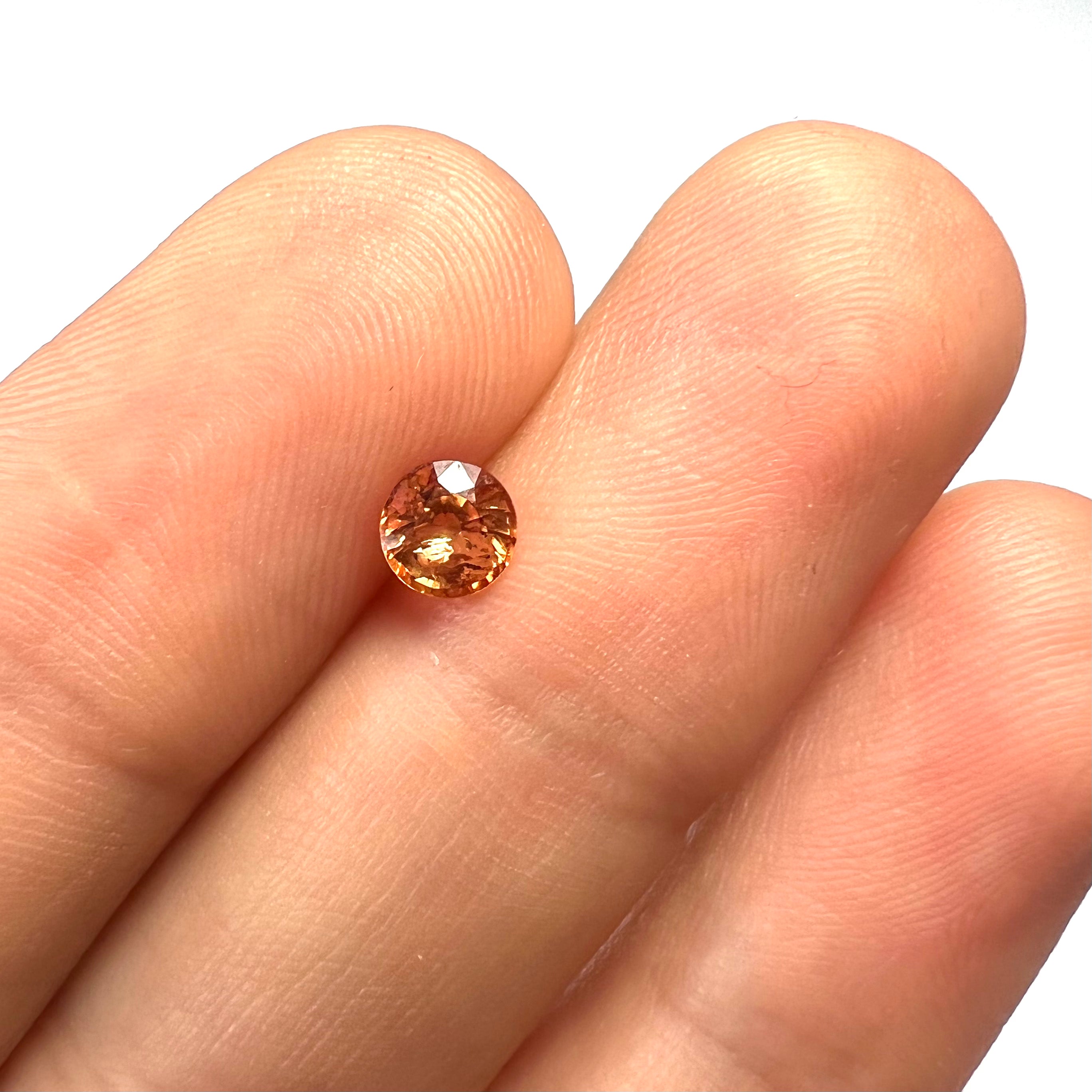 .65CT Loose Round Orange Sapphire 4.85x3.39mm Earth mined Gemstone