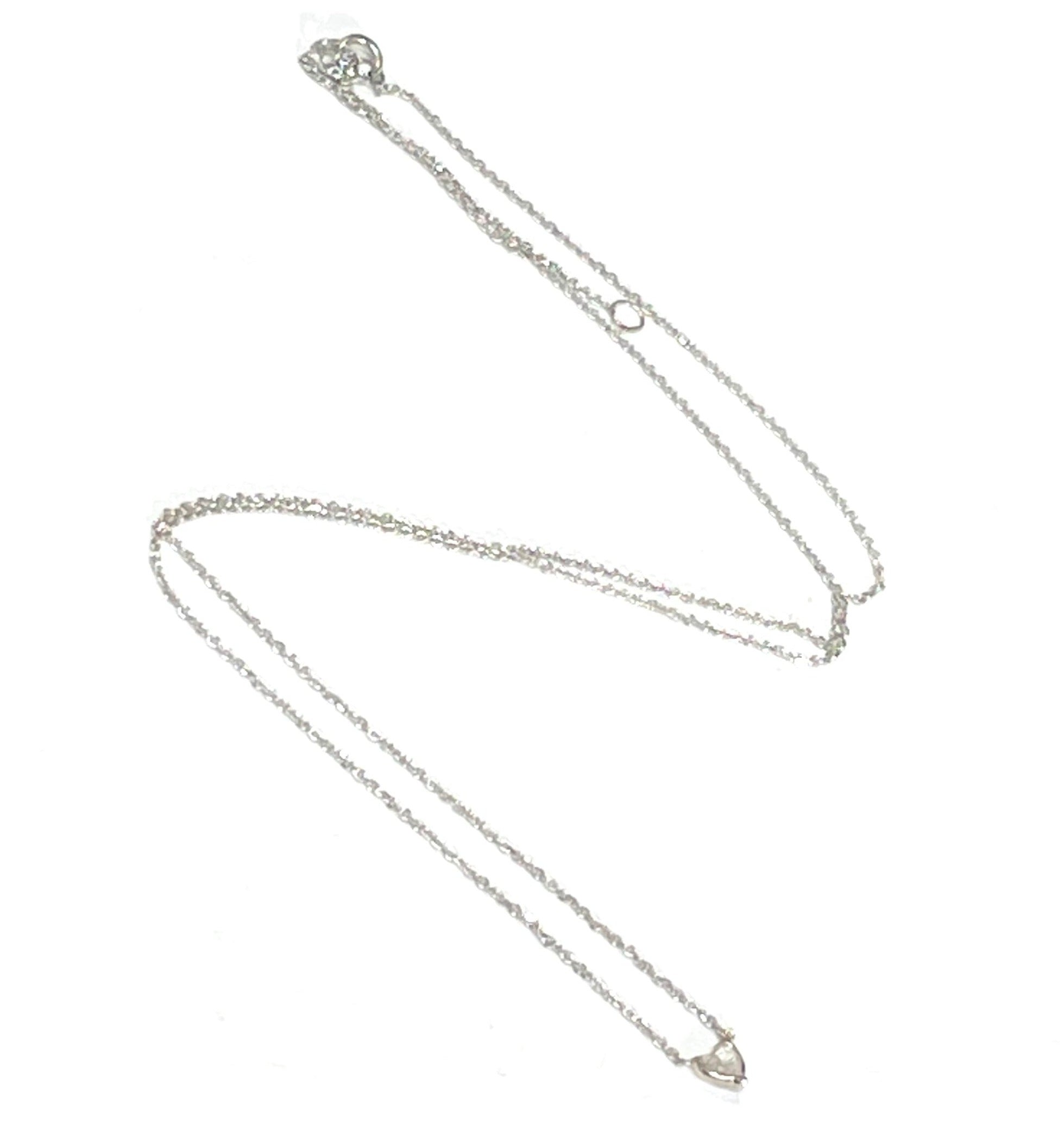 .15CT Diamond Heart Solitaire 16-18" 14K White Gold Necklace