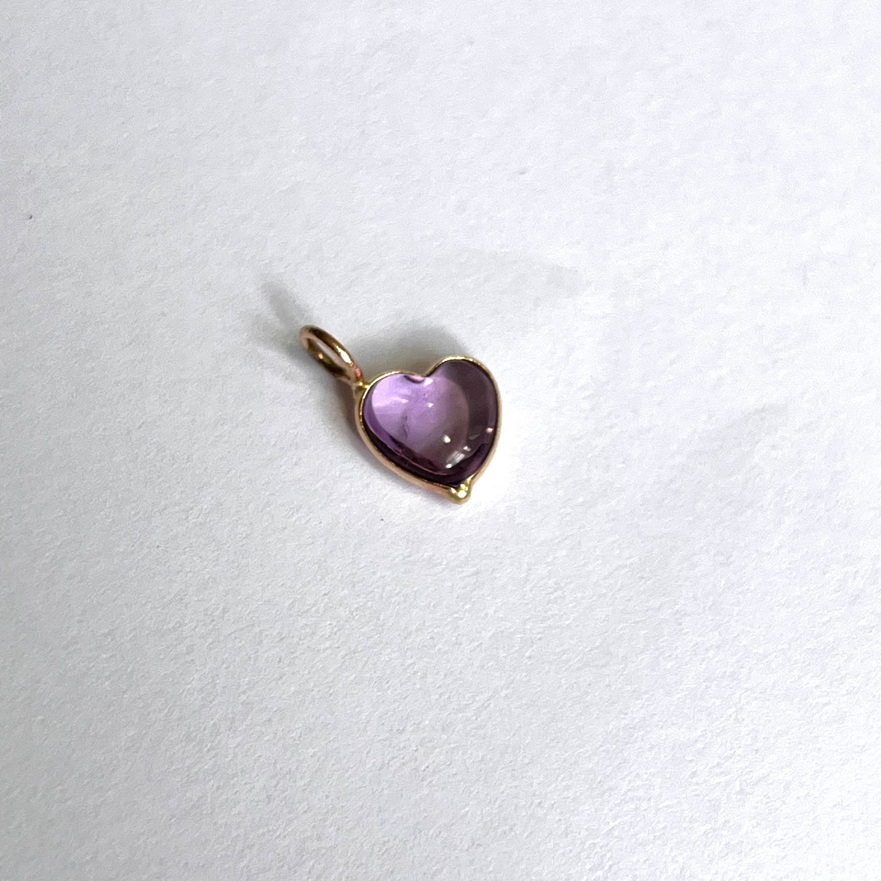 1.8ct Heart Cabochon Amethyst 14K Yellow Gold Pendant Charm 13x8mm