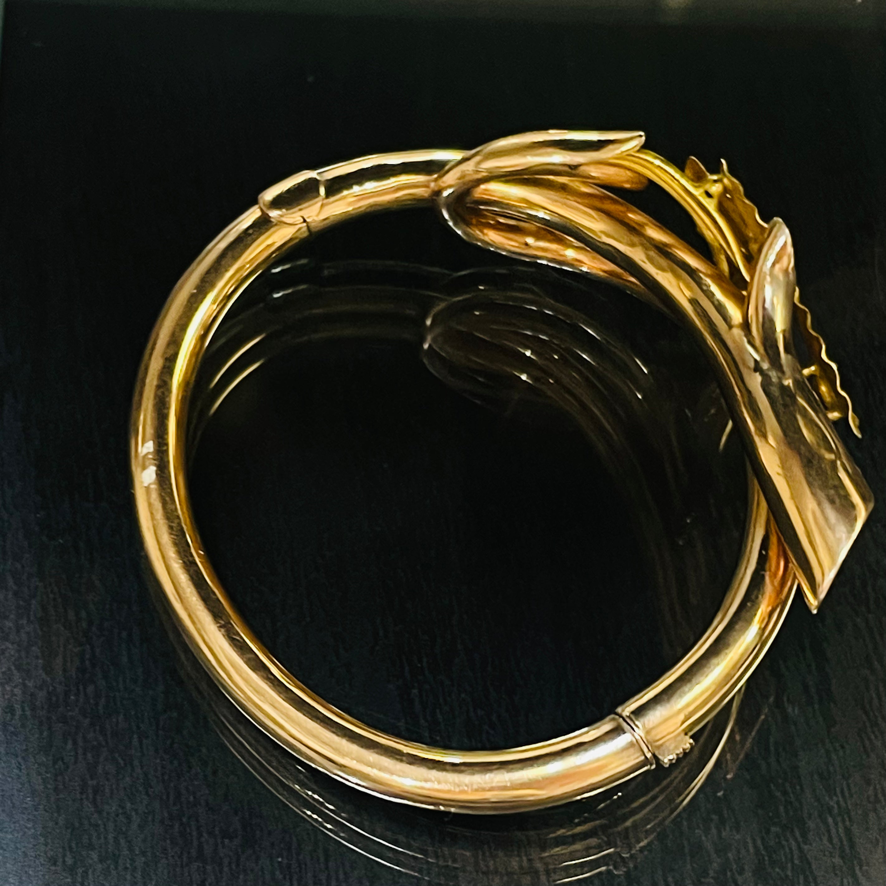 Antique 18K French Rose and Yellow Gold Burma Ruby Bangle Bracelet