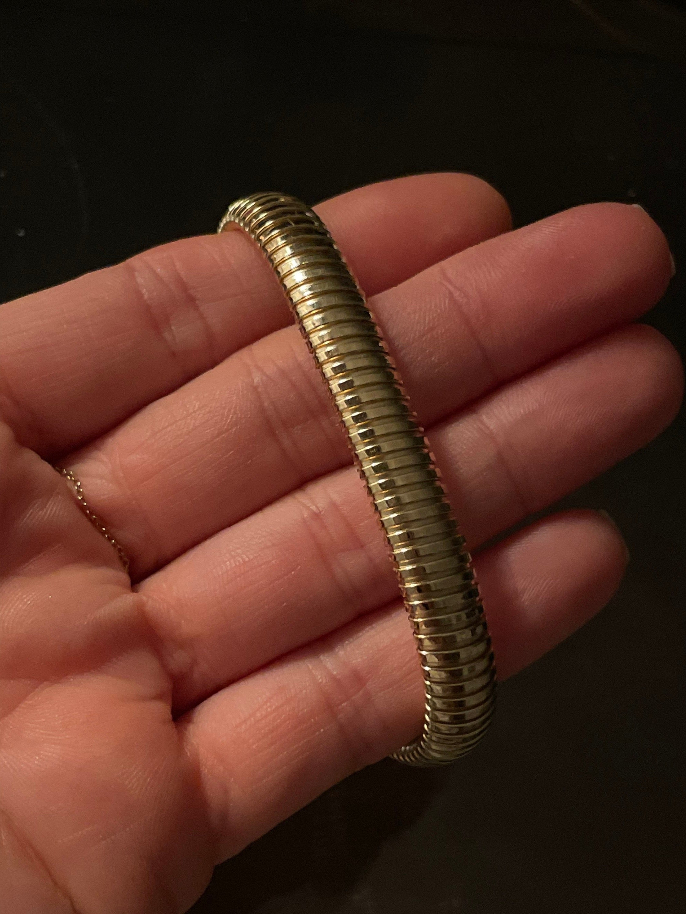 14K Yellow Gold 9mm 7” Tubogas Bracelet