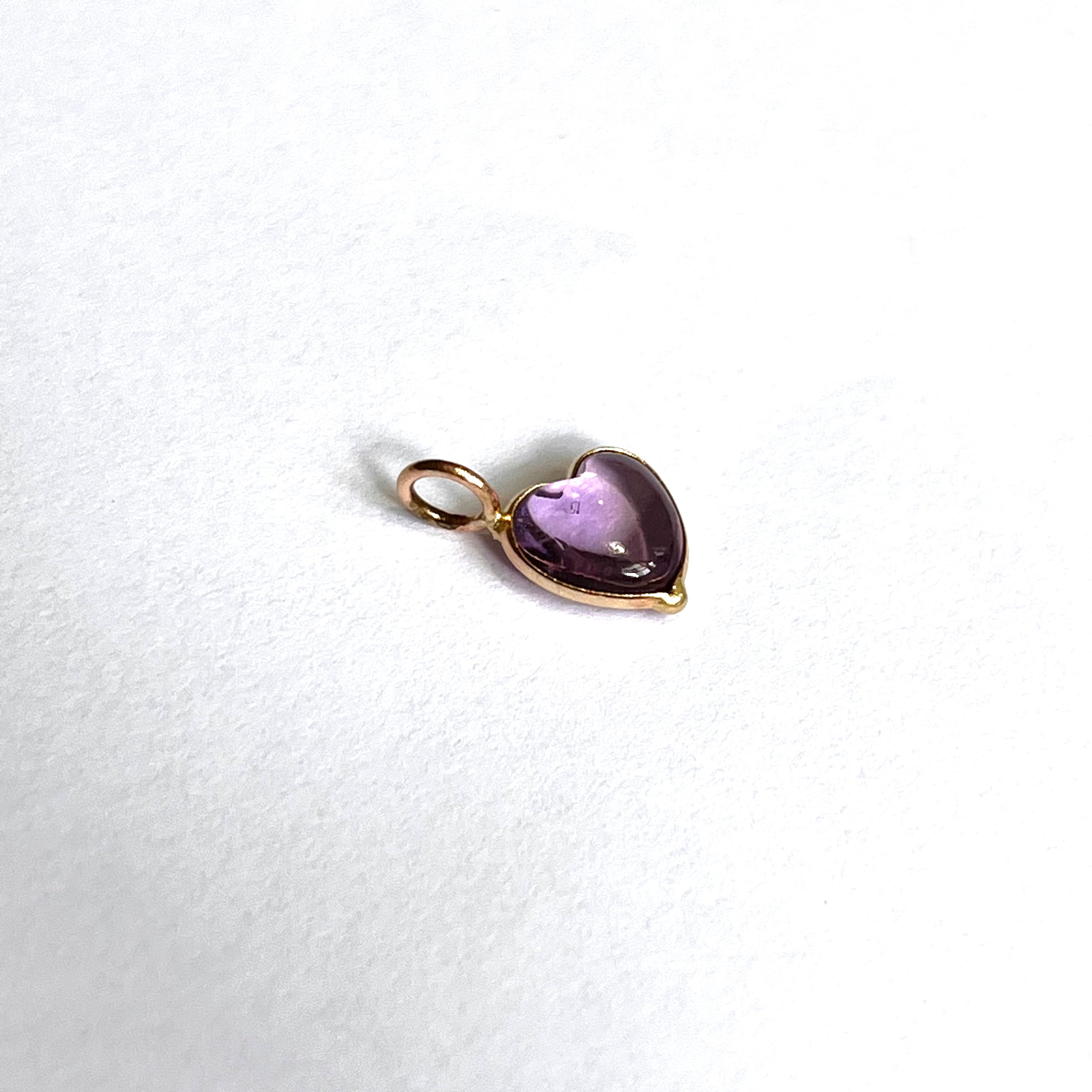 1.8ct Heart Cabochon Amethyst 14K Yellow Gold Pendant Charm 13x8mm