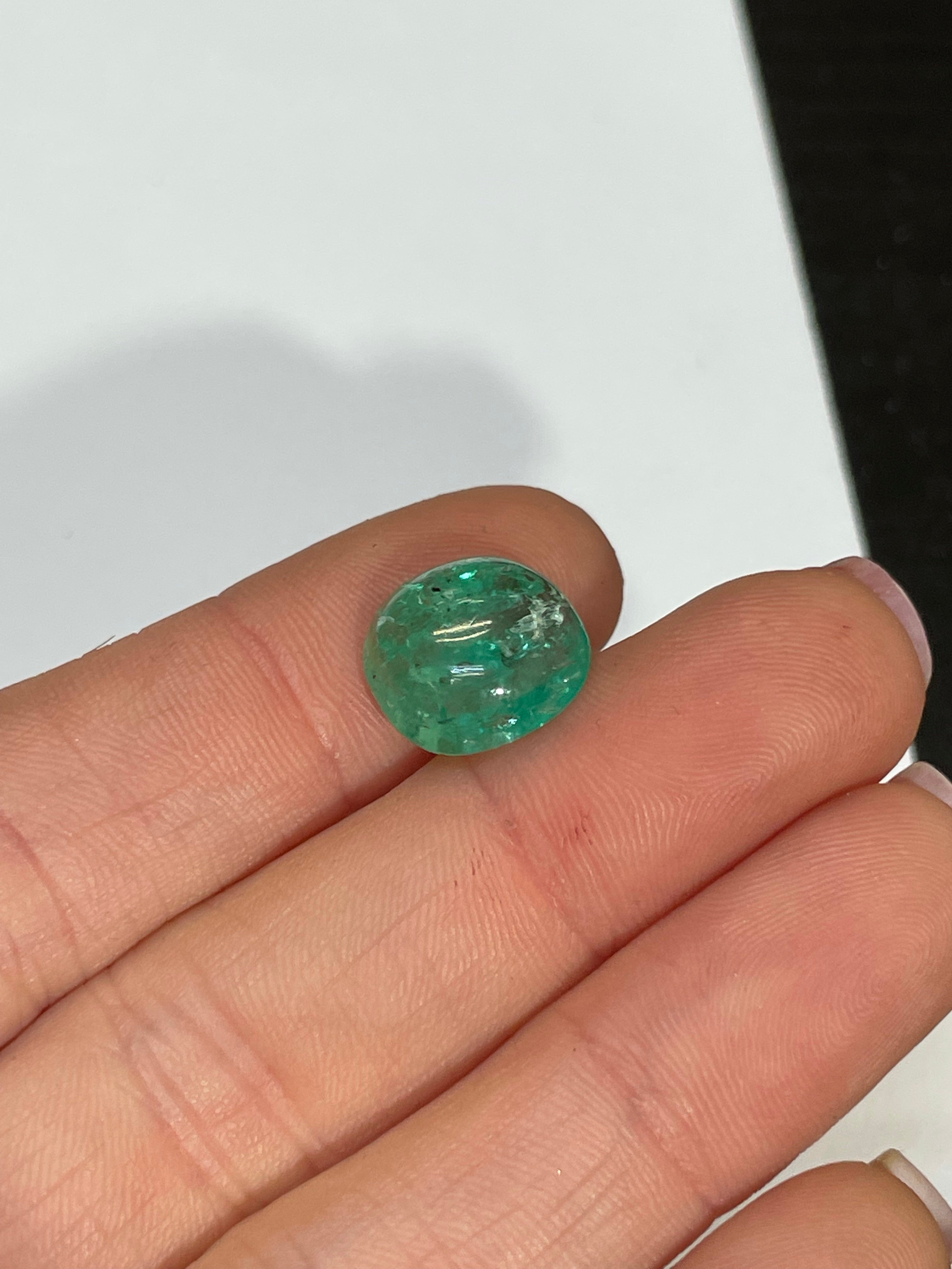 4.88CT Natural Emerald Loose Cabochon 14x12mm
