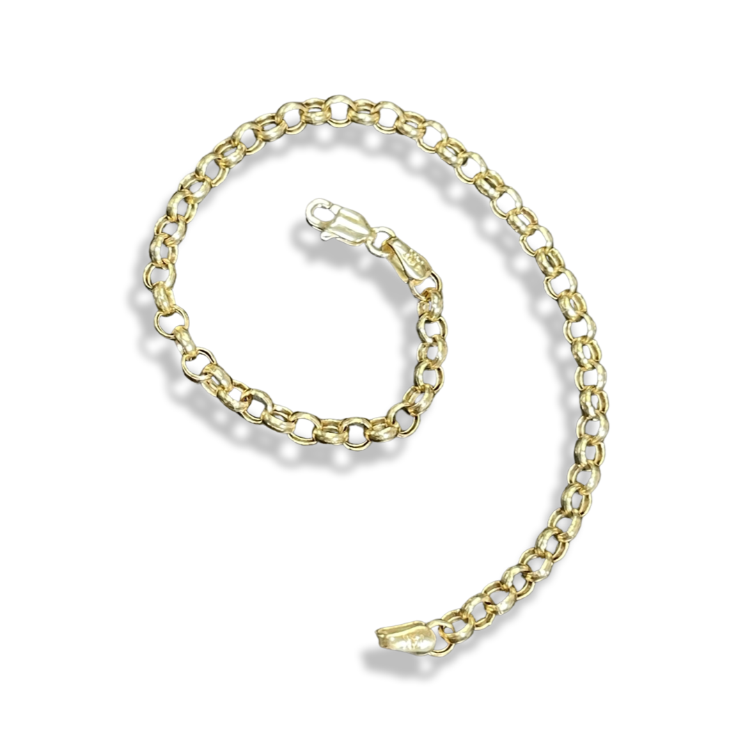 7” 4mm 14K Yellow Gold Rolo Chain Bracelet
