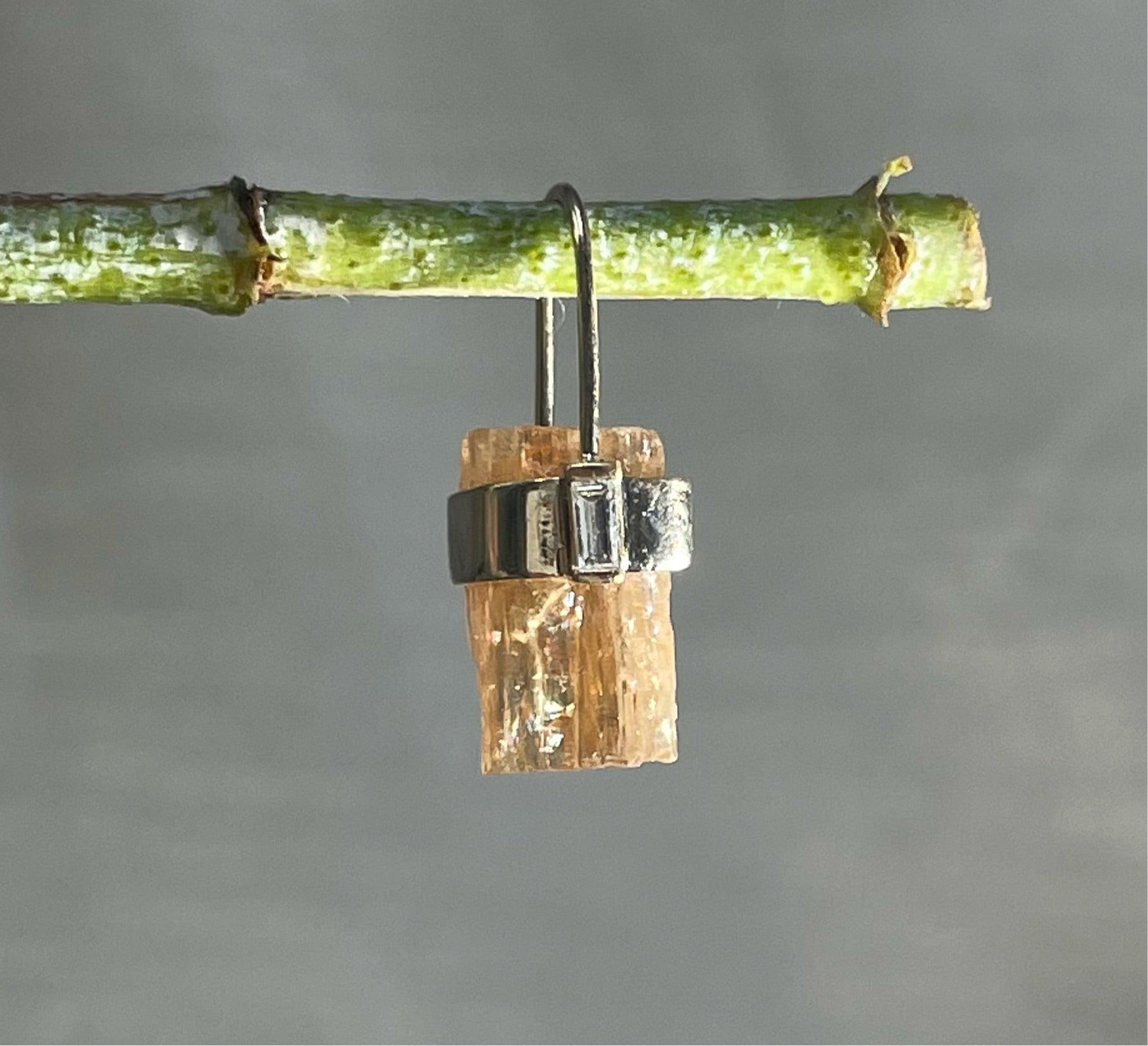 Imperial Topaz Crystal and Diamond 14K Yellow Gold Amulet