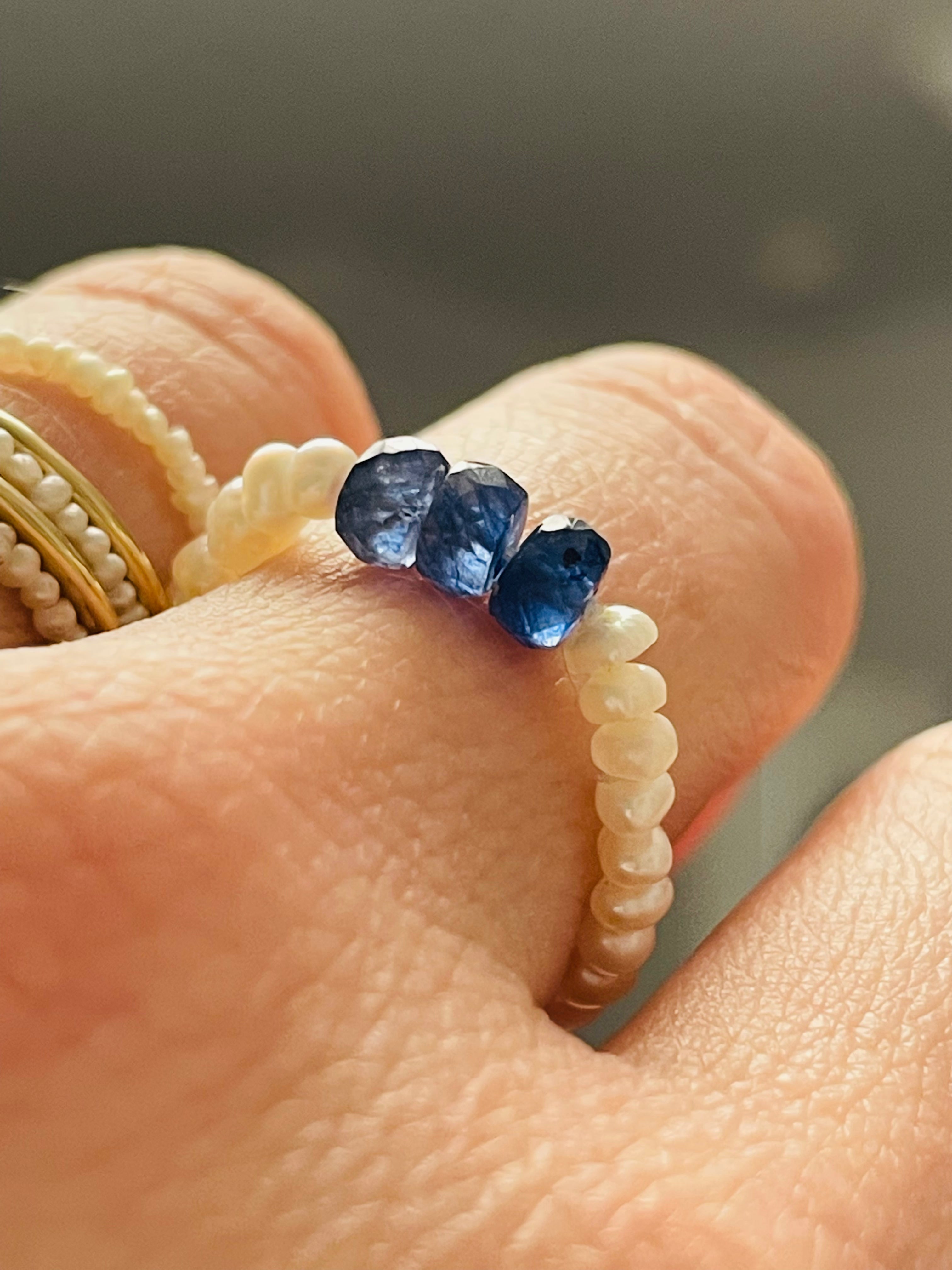 Magical Natural Seed Pearl Eternity Ring 7.25