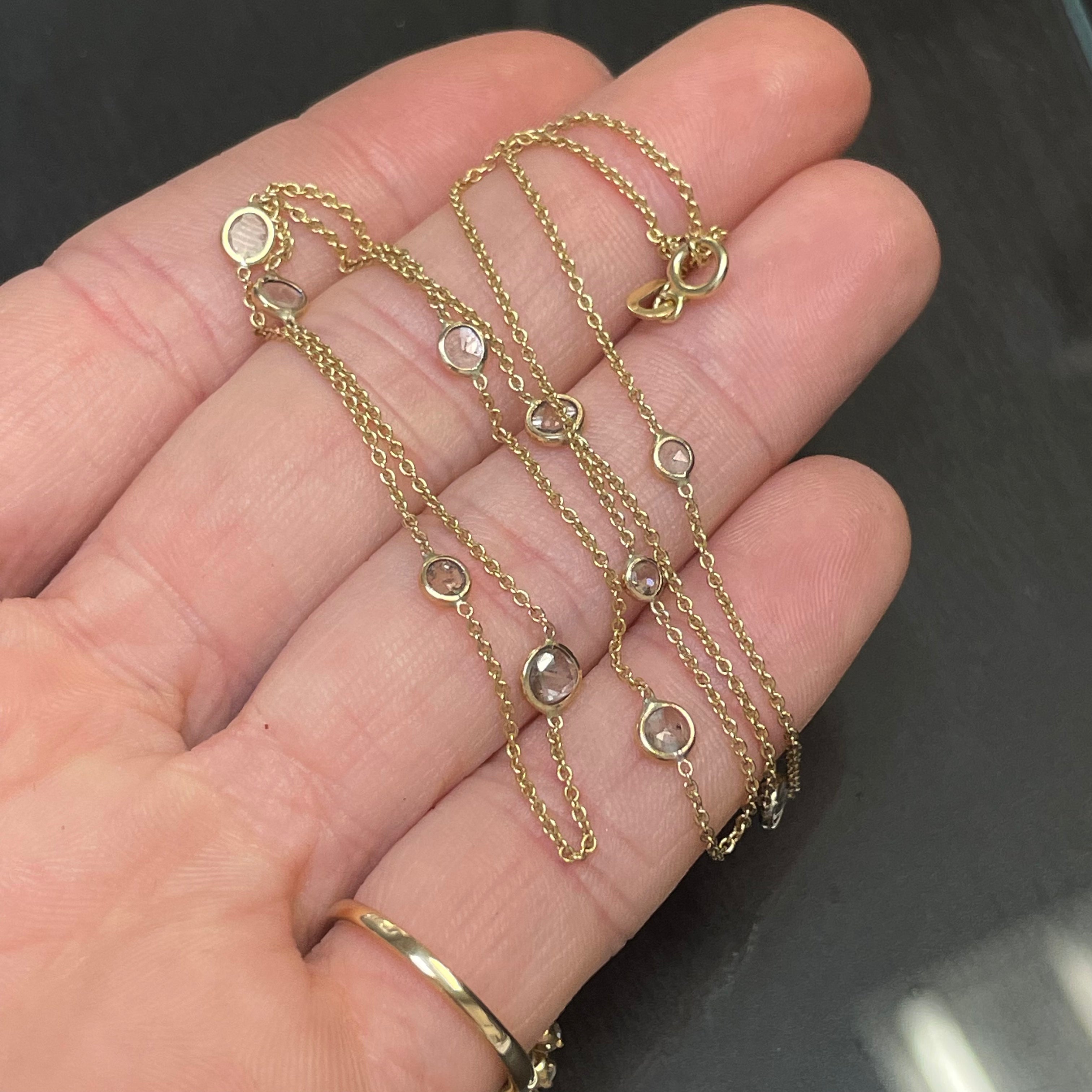 1.15CTW Natural Rose Cut Diamonds by the Yard 18” 14K