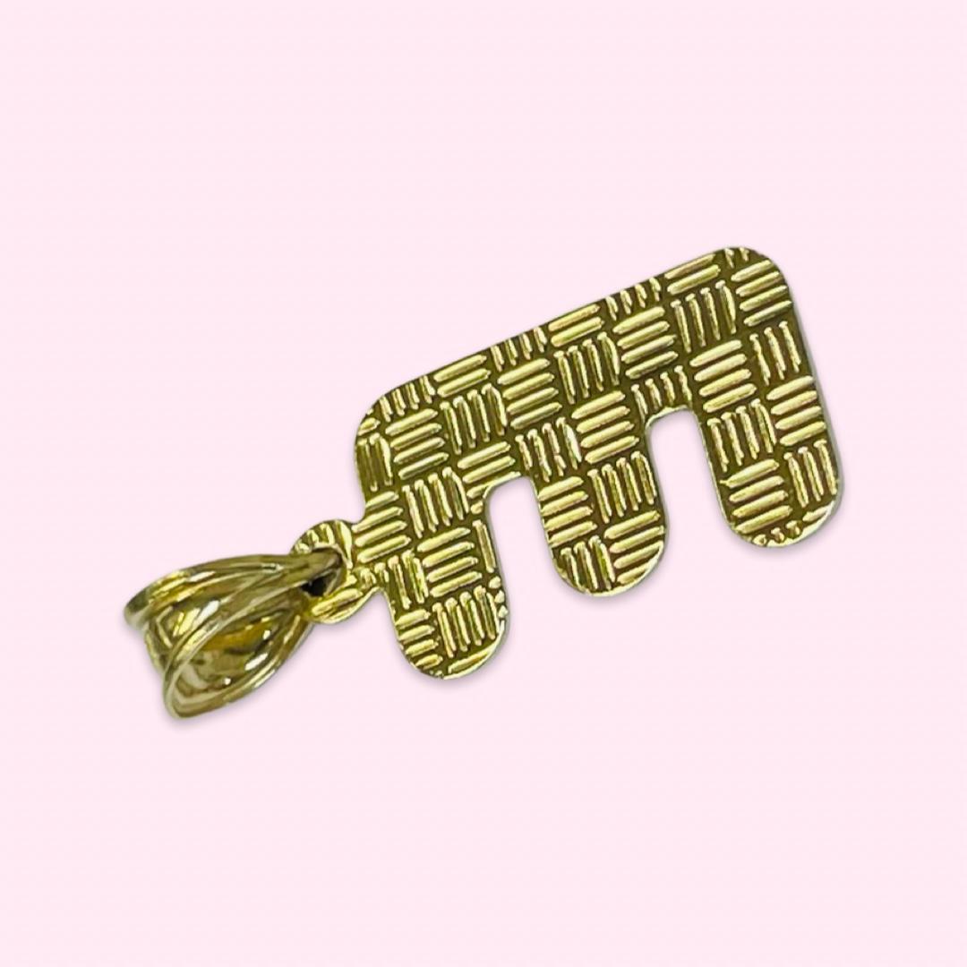 Initial E Puffy Balloon Letter 10K Yellow Gold Pendant