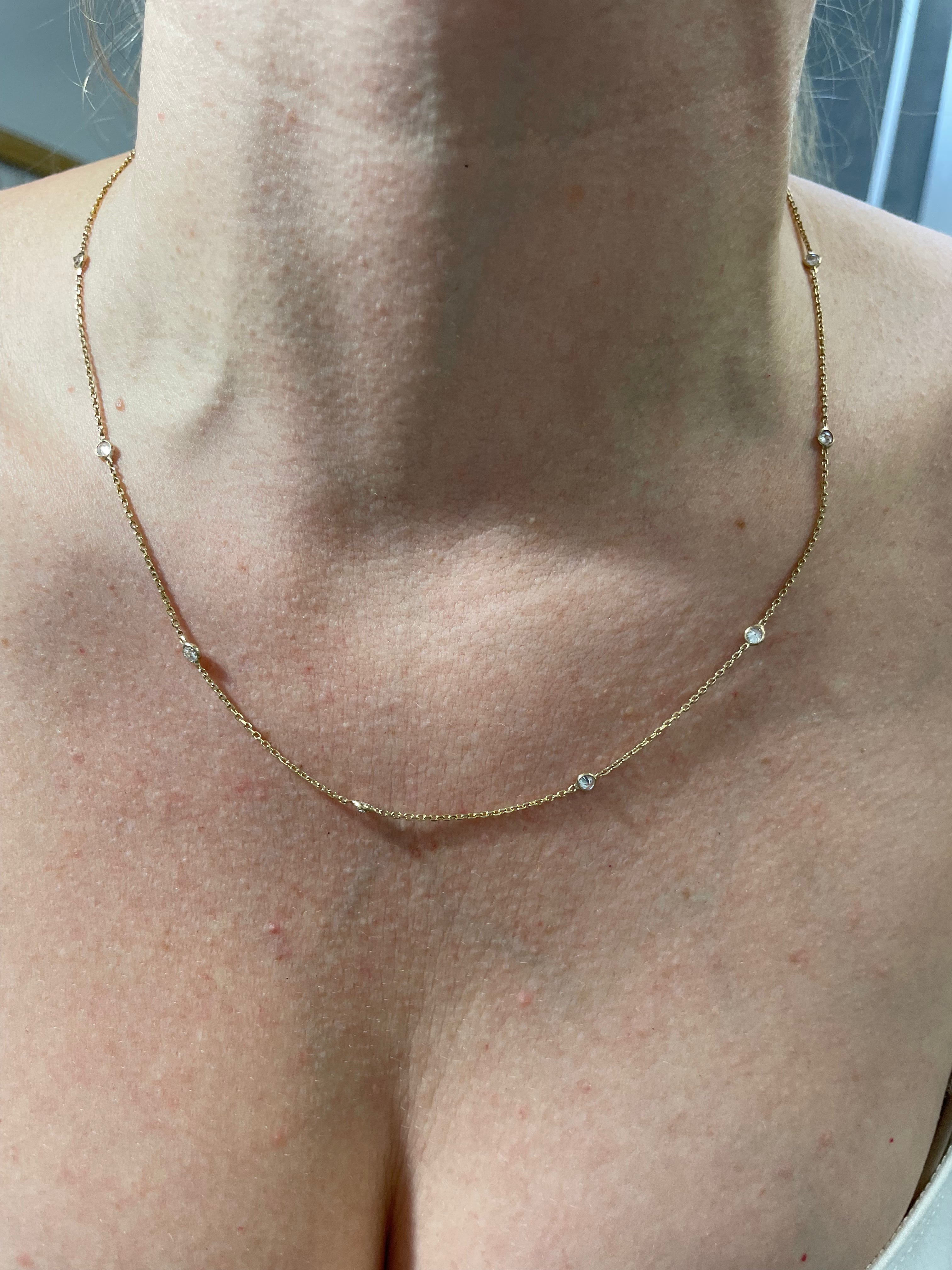 1.08CT VS Diamonds by the Yard 9 Stone 18-20” 14K Yellow Gold Necklace