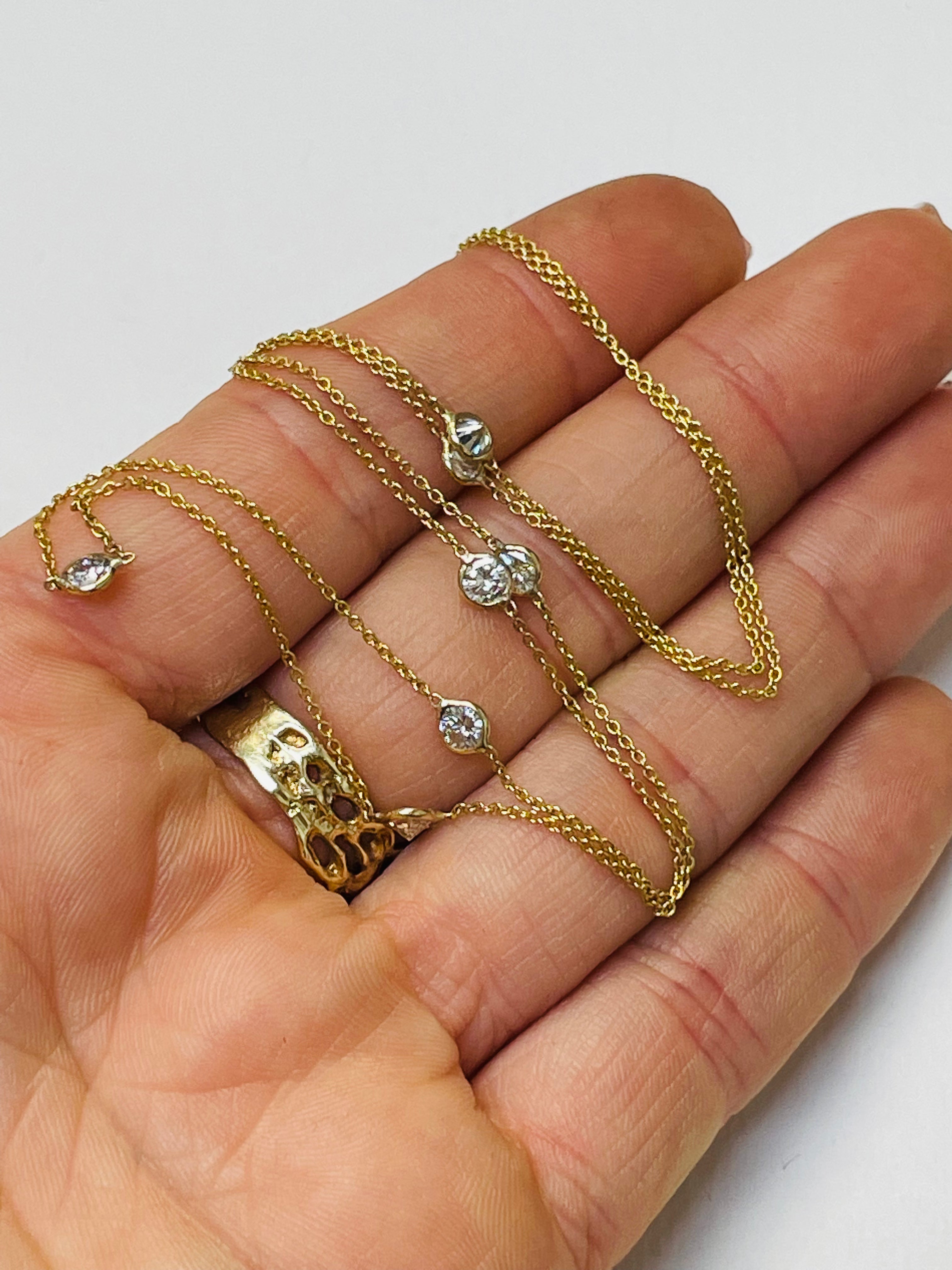 1.12CT Diamonds by the Yard Necklace 14K Yellow Gold 19”