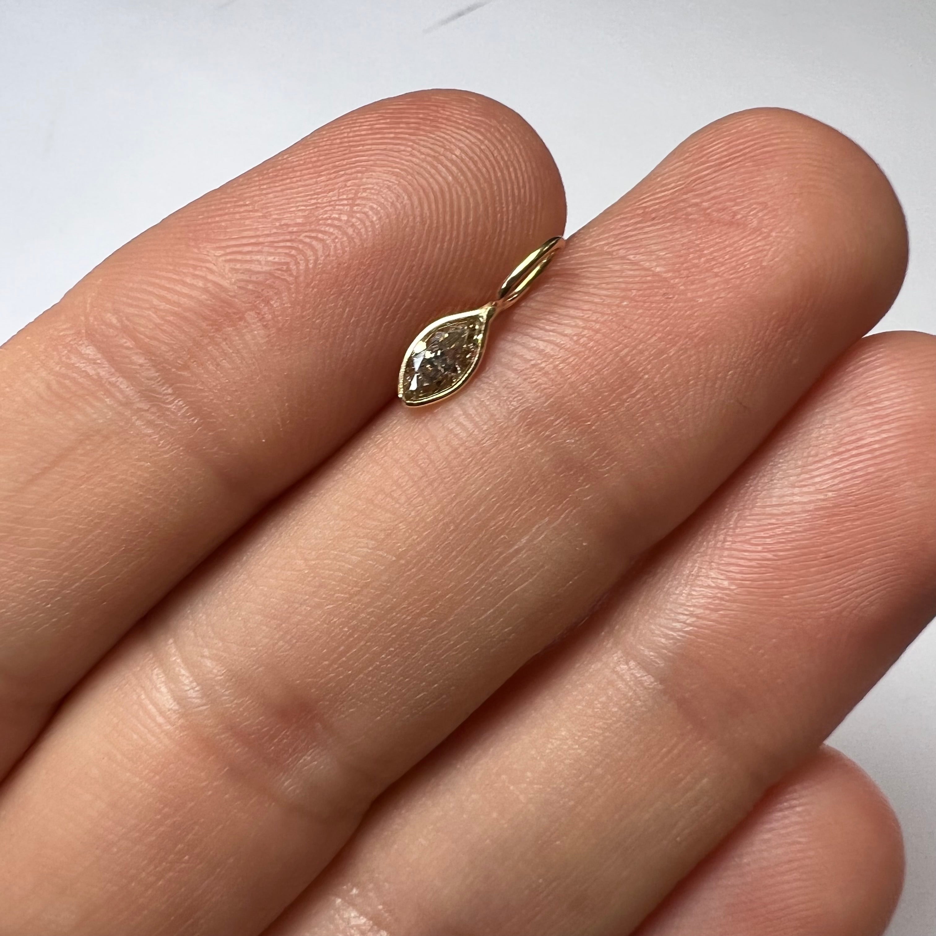 .15CT Natural Champagne Marquise Diamond 14K Yellow Gold Pendant Charm 12x4mm