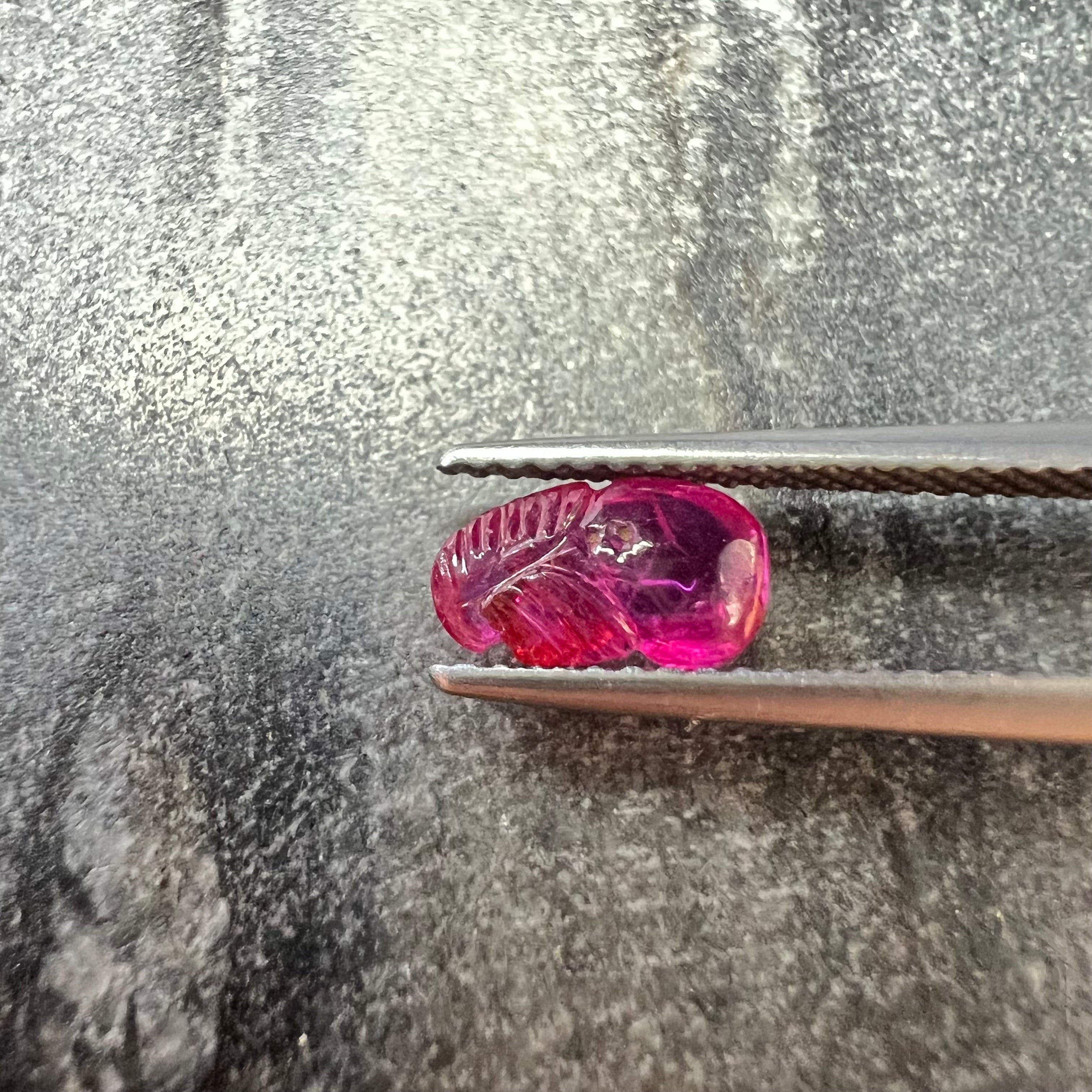 .95CTW Loose Carved Leaf Ruby 8.15x4.90x2.48mm Earth mined Gemstone