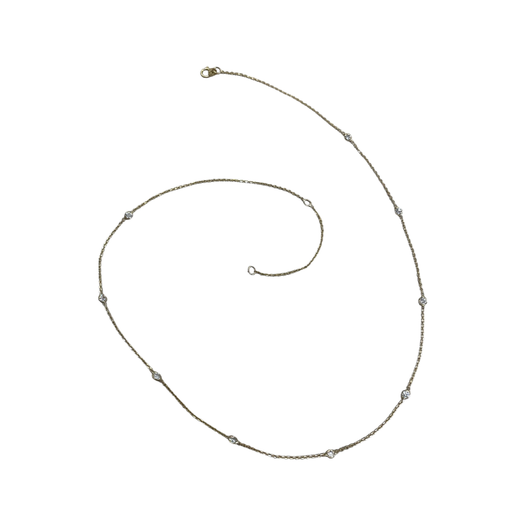 1.08CT VS Diamonds by the Yard 9 Stone 18-20” 14K Yellow Gold Necklace