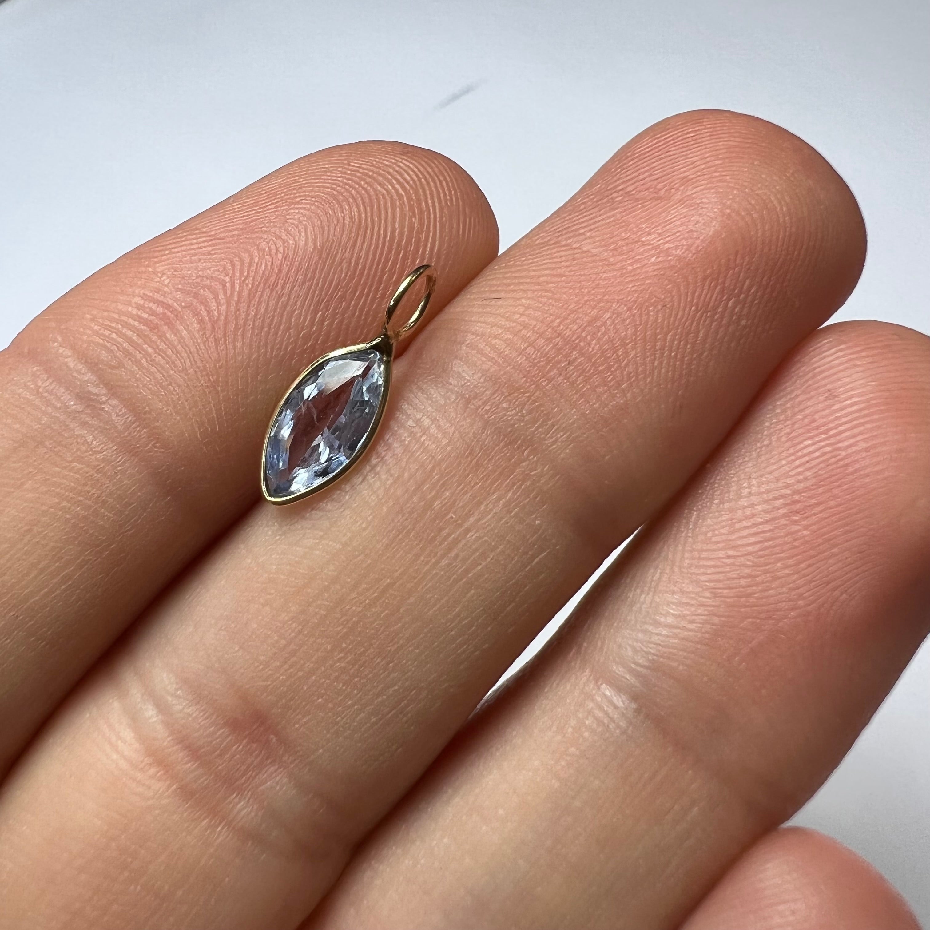 Natural Marquise Sapphire 14K Yellow Gold Pendant Charm 15x5mm