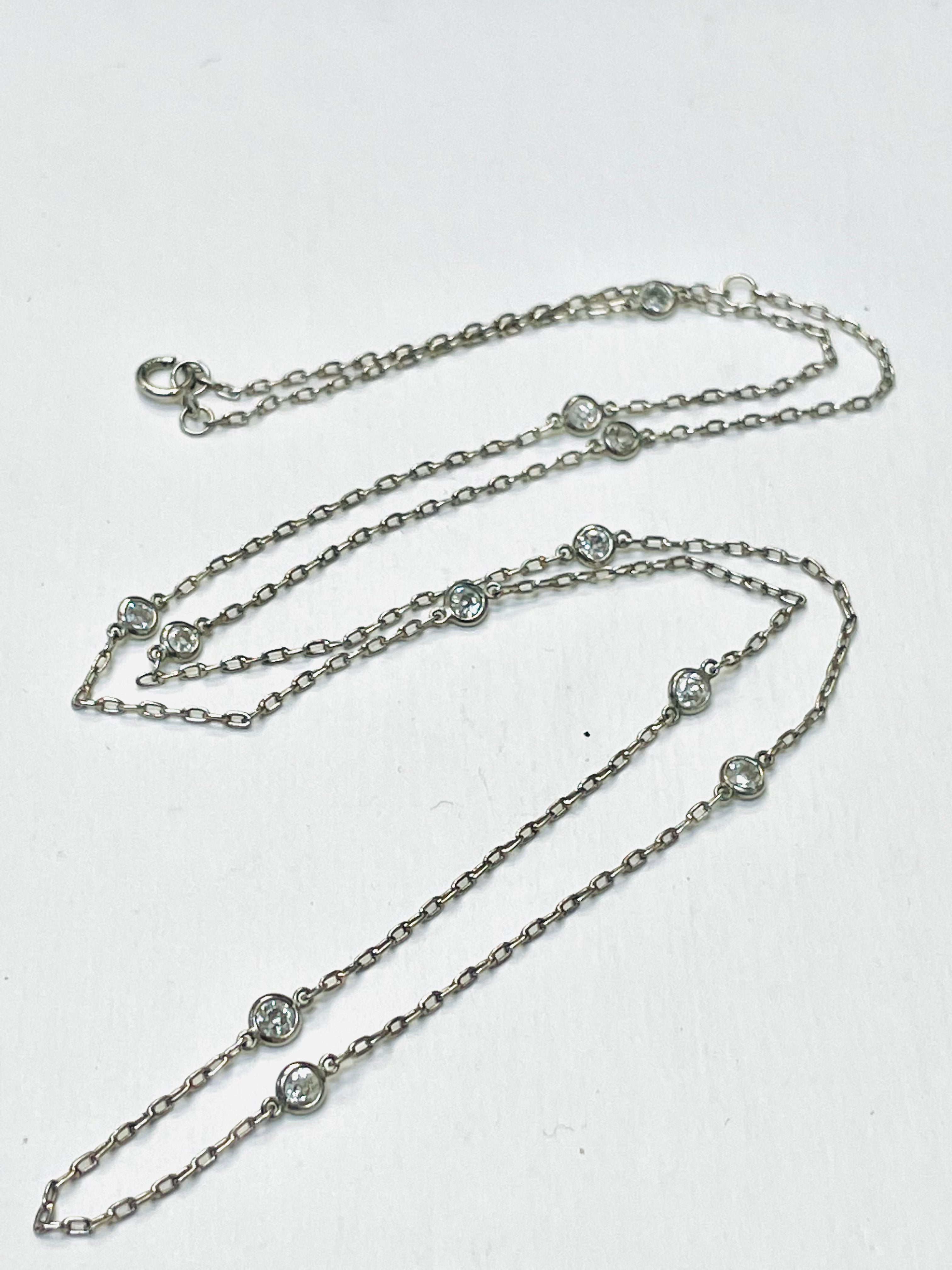 1.32CT Old Mine Cut Diamond Platinum by the Yard Necklace 22”