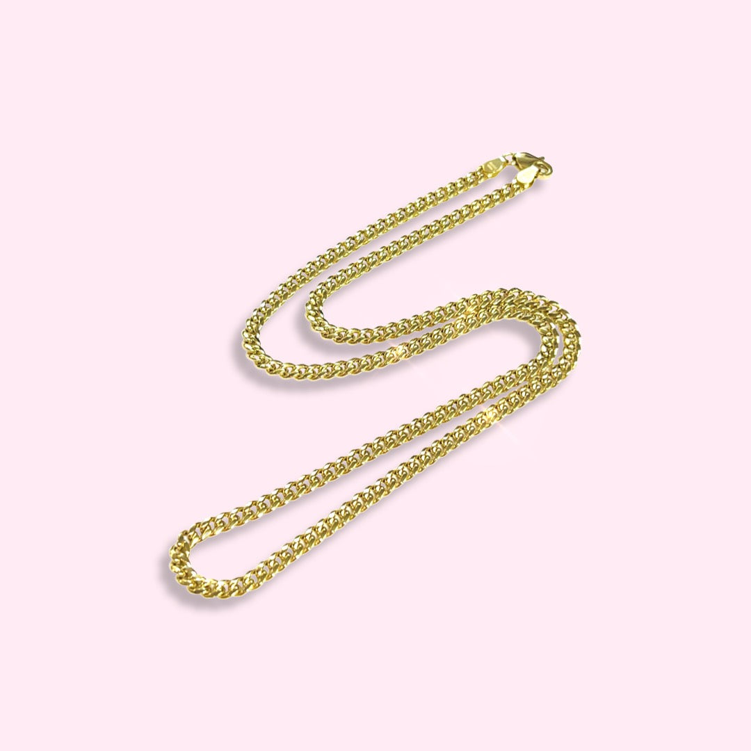 Solid 14K Yellow Gold Cuban Link Necklace Chain