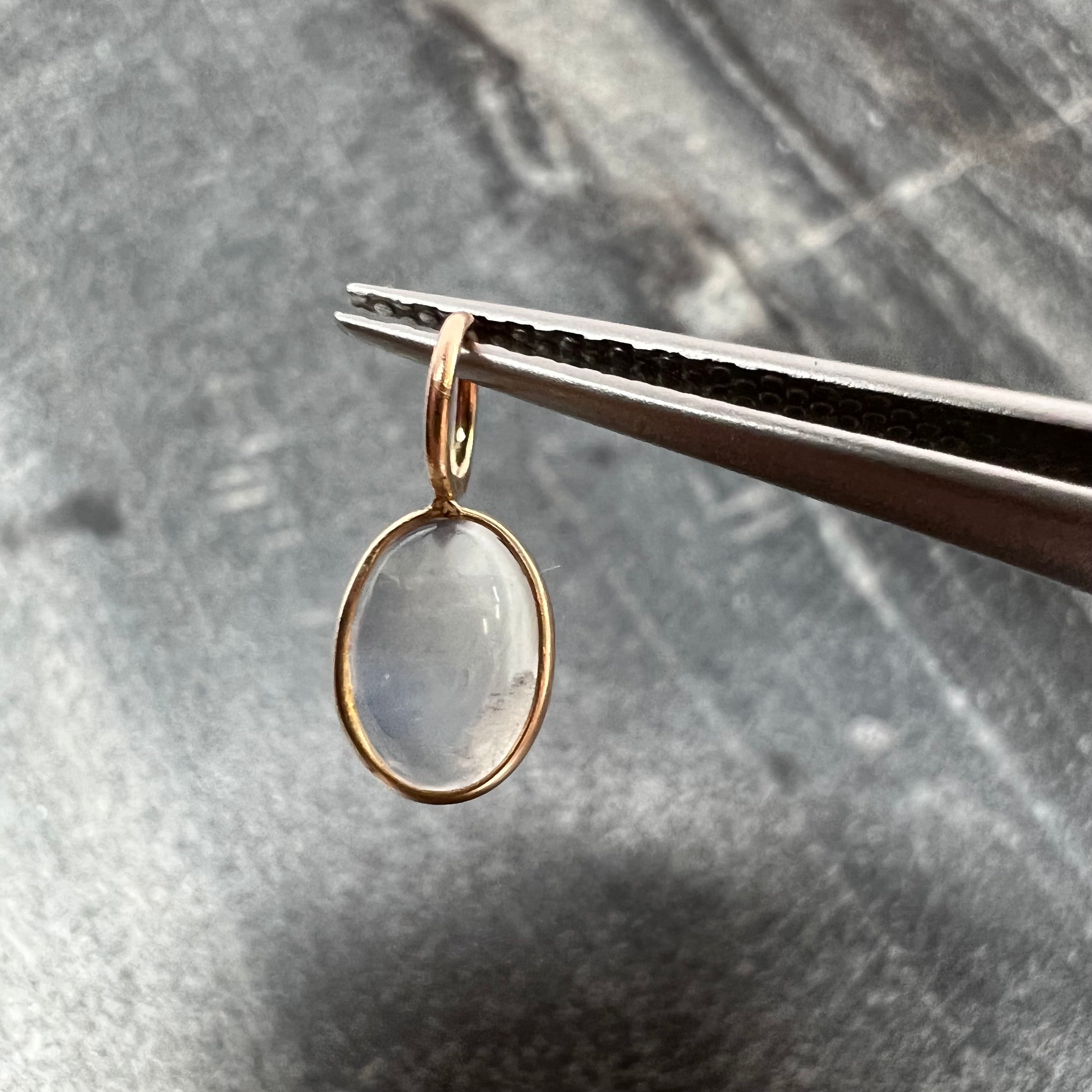 Cabochon Moonstone 14K Yellow Gold Pendant Charm 12.42x5.63x3.11mm