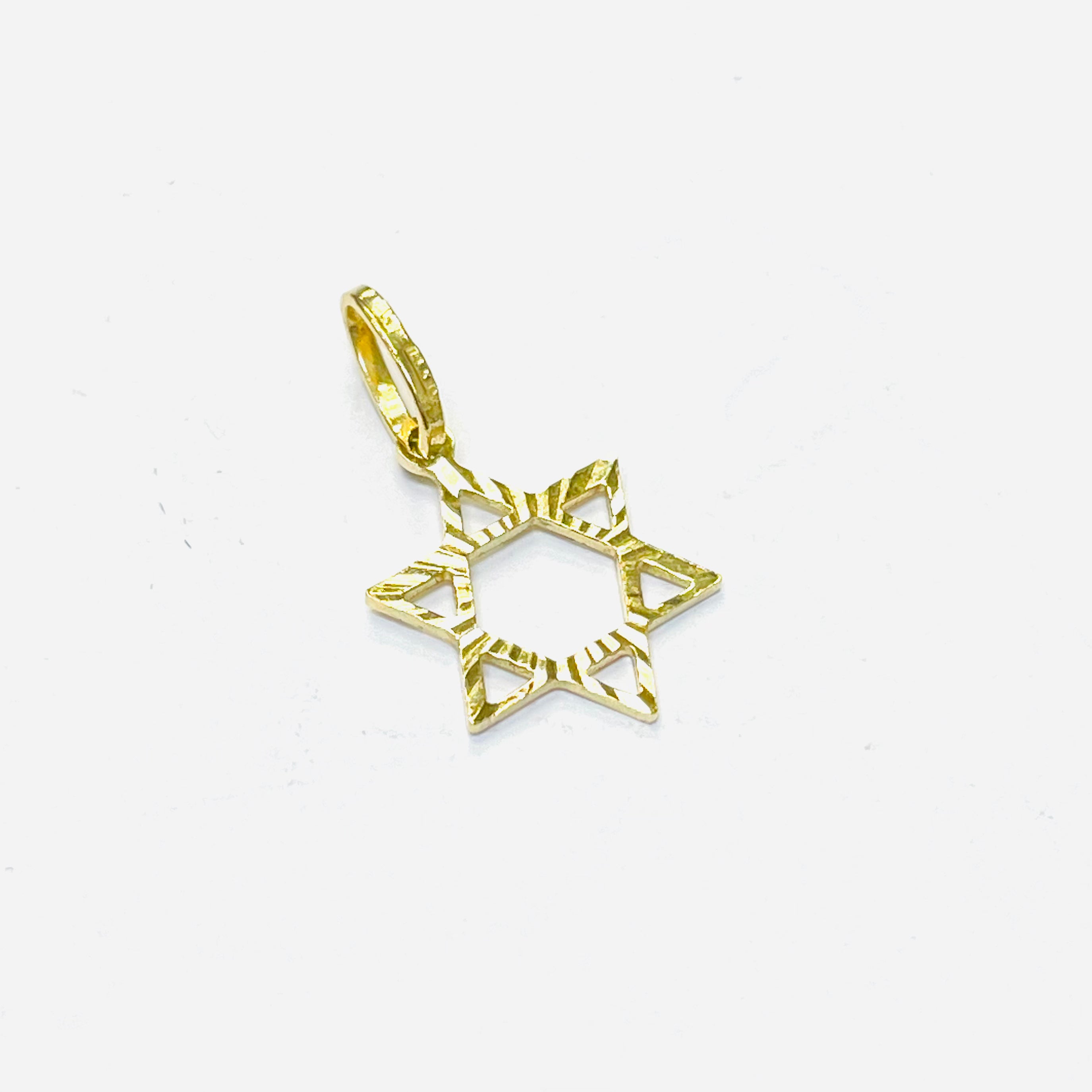 14K Yellow Gold Star of David Charm Pendant