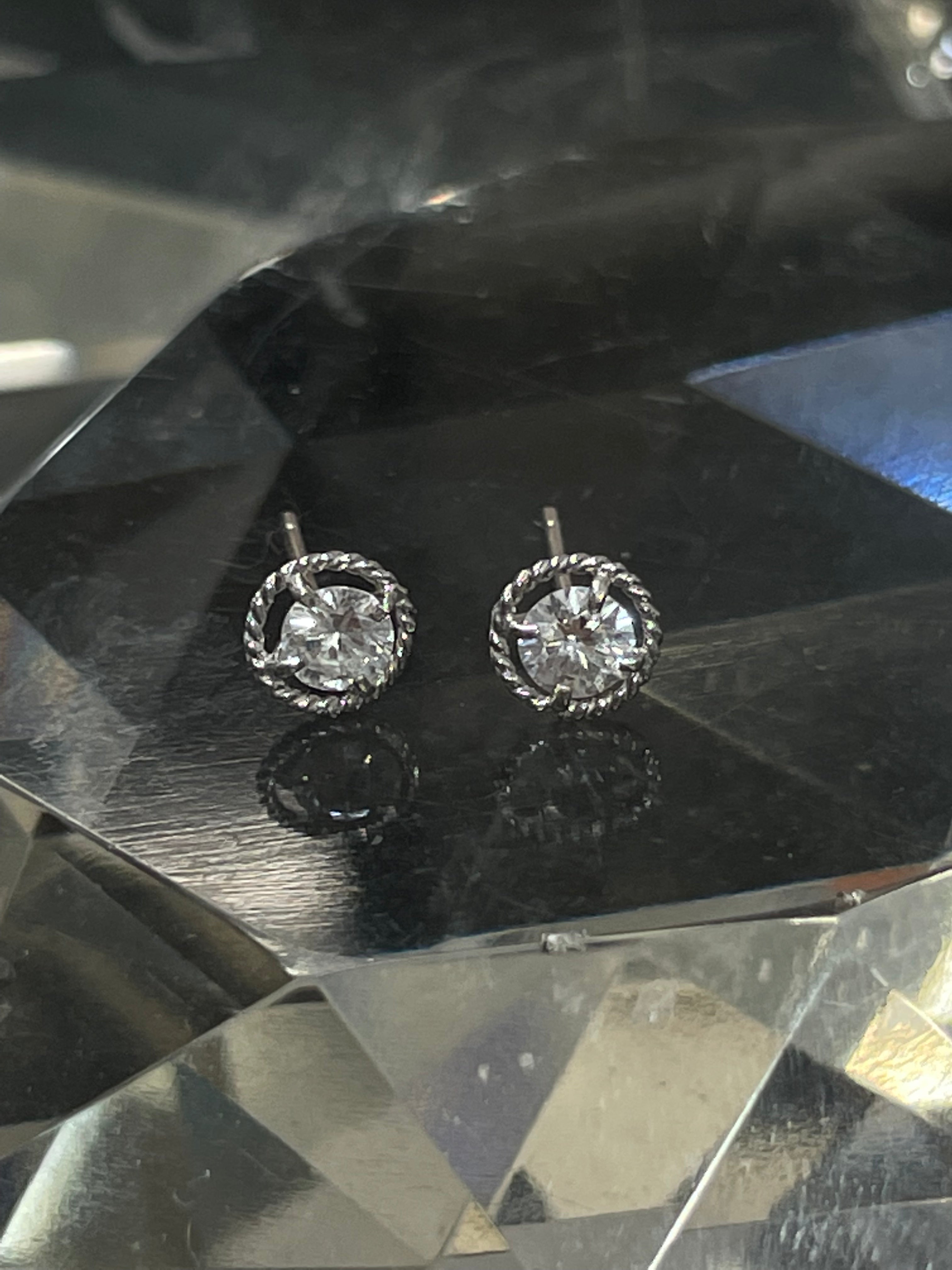 .40CT Round Cut Diamond G SI1 14K White Gold Framed Earring Studs