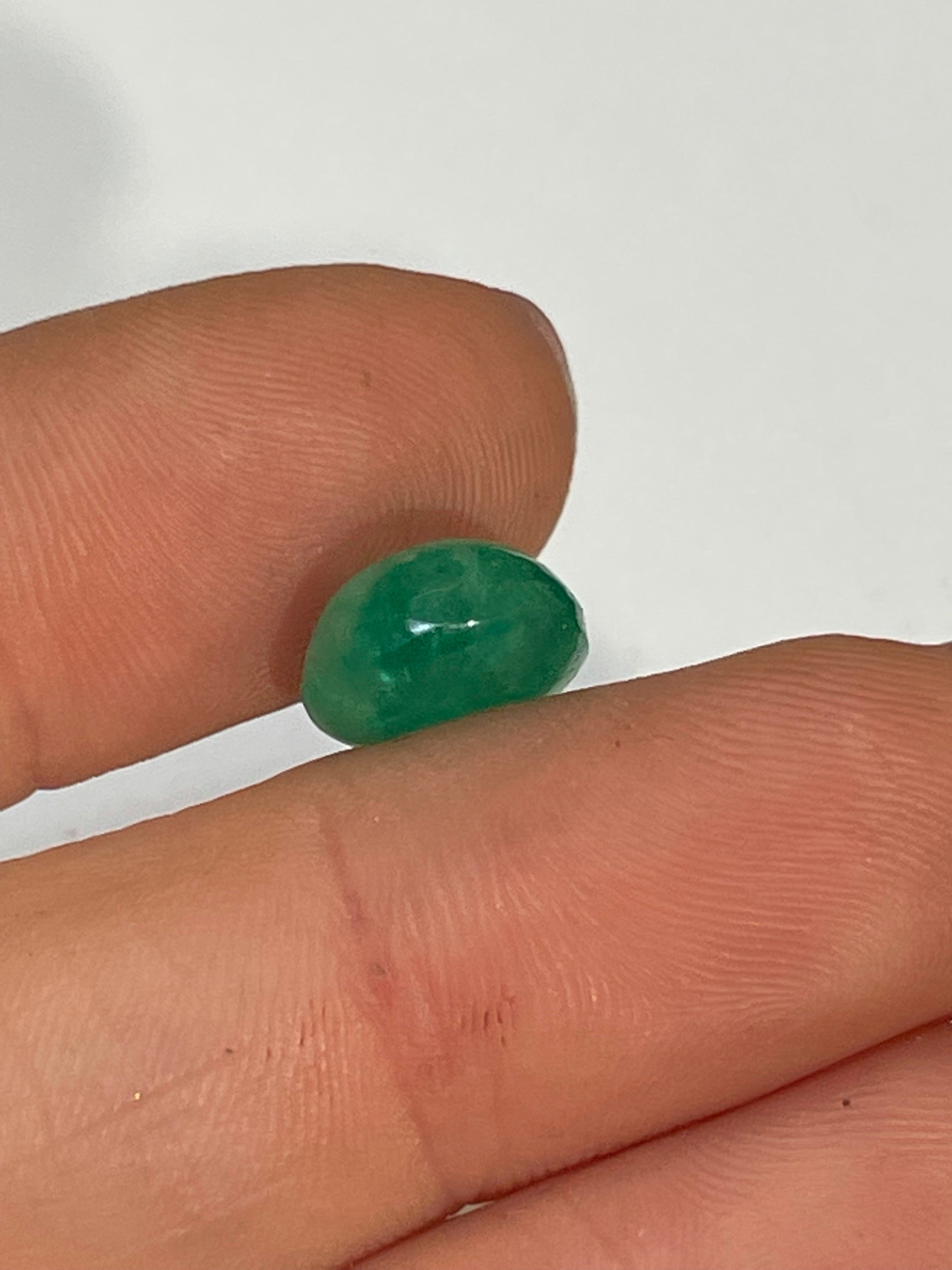 4.22CT Natural Emerald Loose Pear Cabochon 11x10mm
