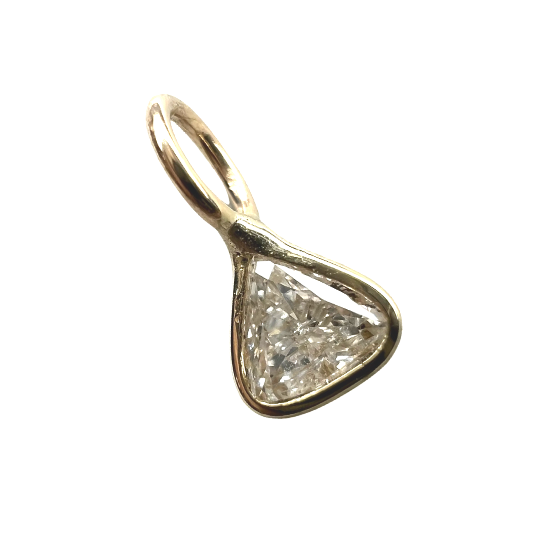 .16ct Trillion Cut Dimond Charm 14K Yellow Gold