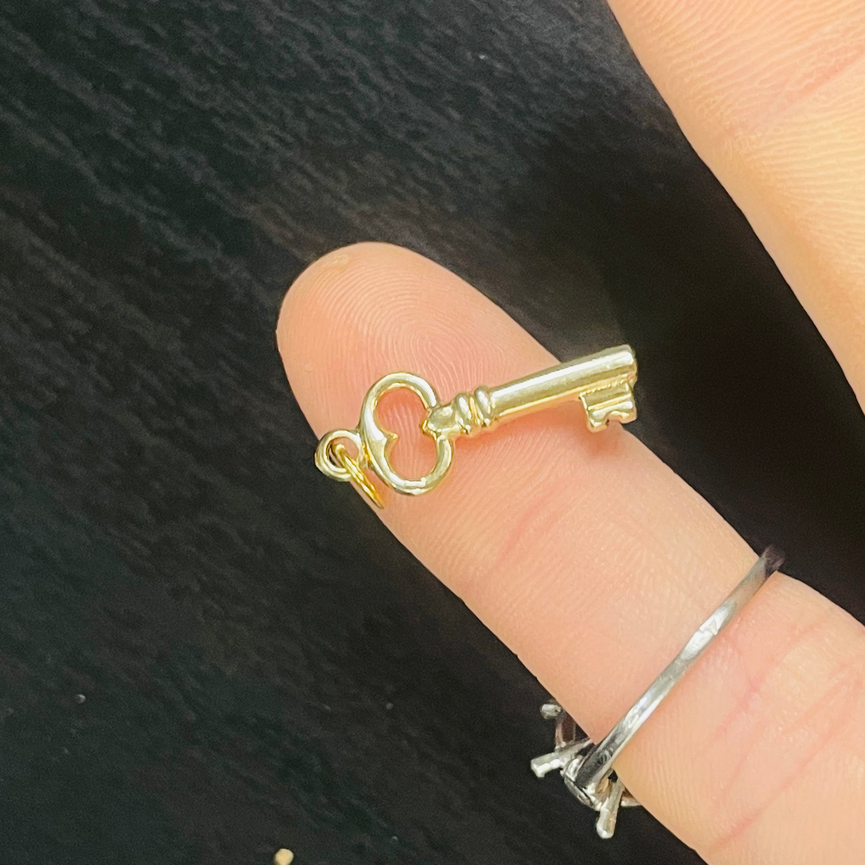 14K Yellow Gold Skeleton Key Charm