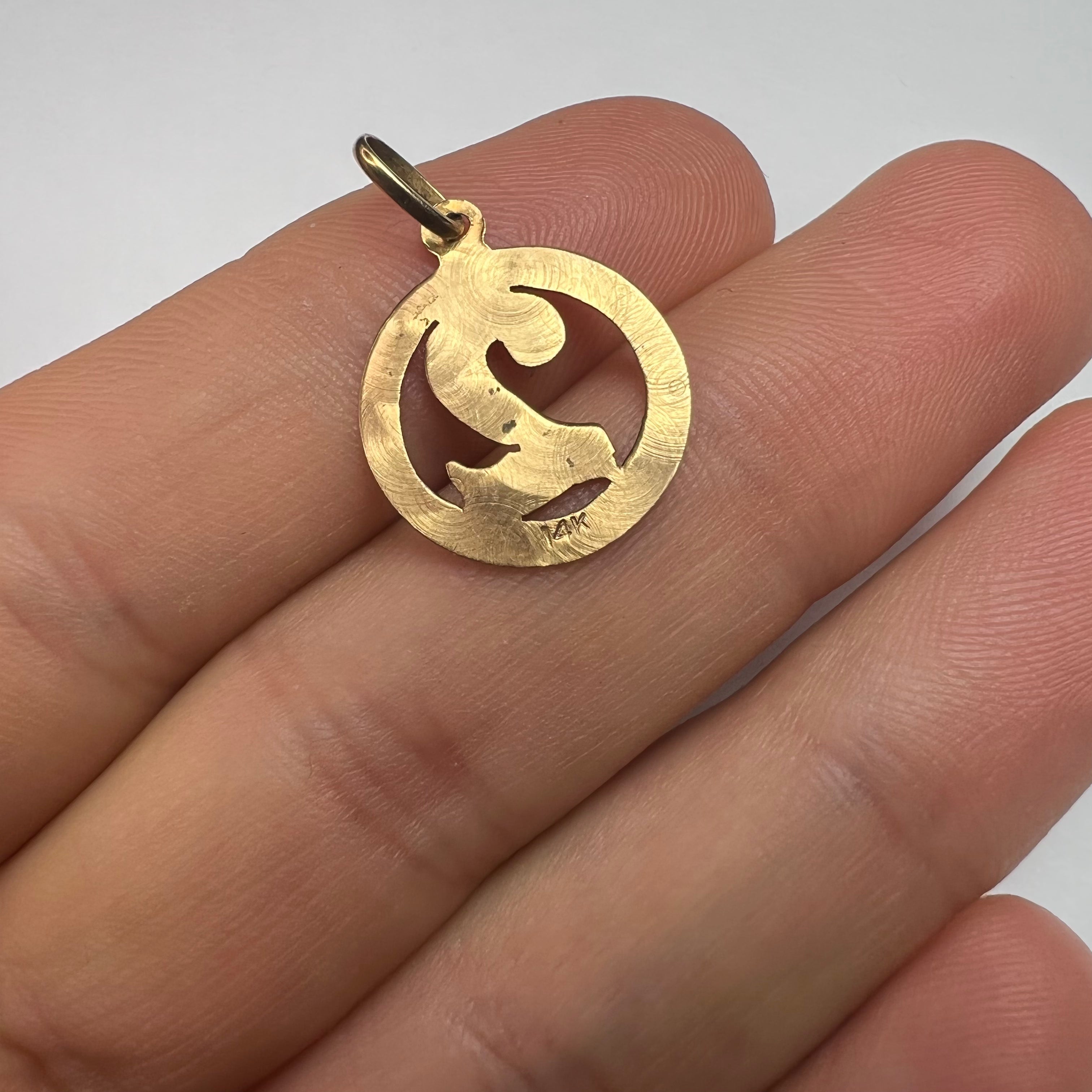 Circle Number 2 Pendant 14K Yellow Gold