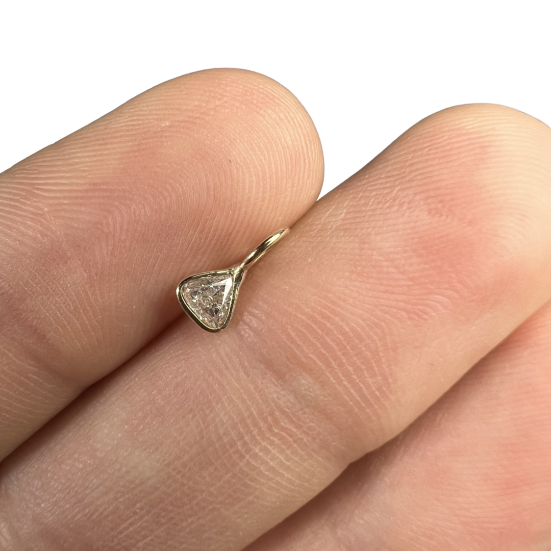 .16ct Trillion Cut Dimond Charm 14K Yellow Gold
