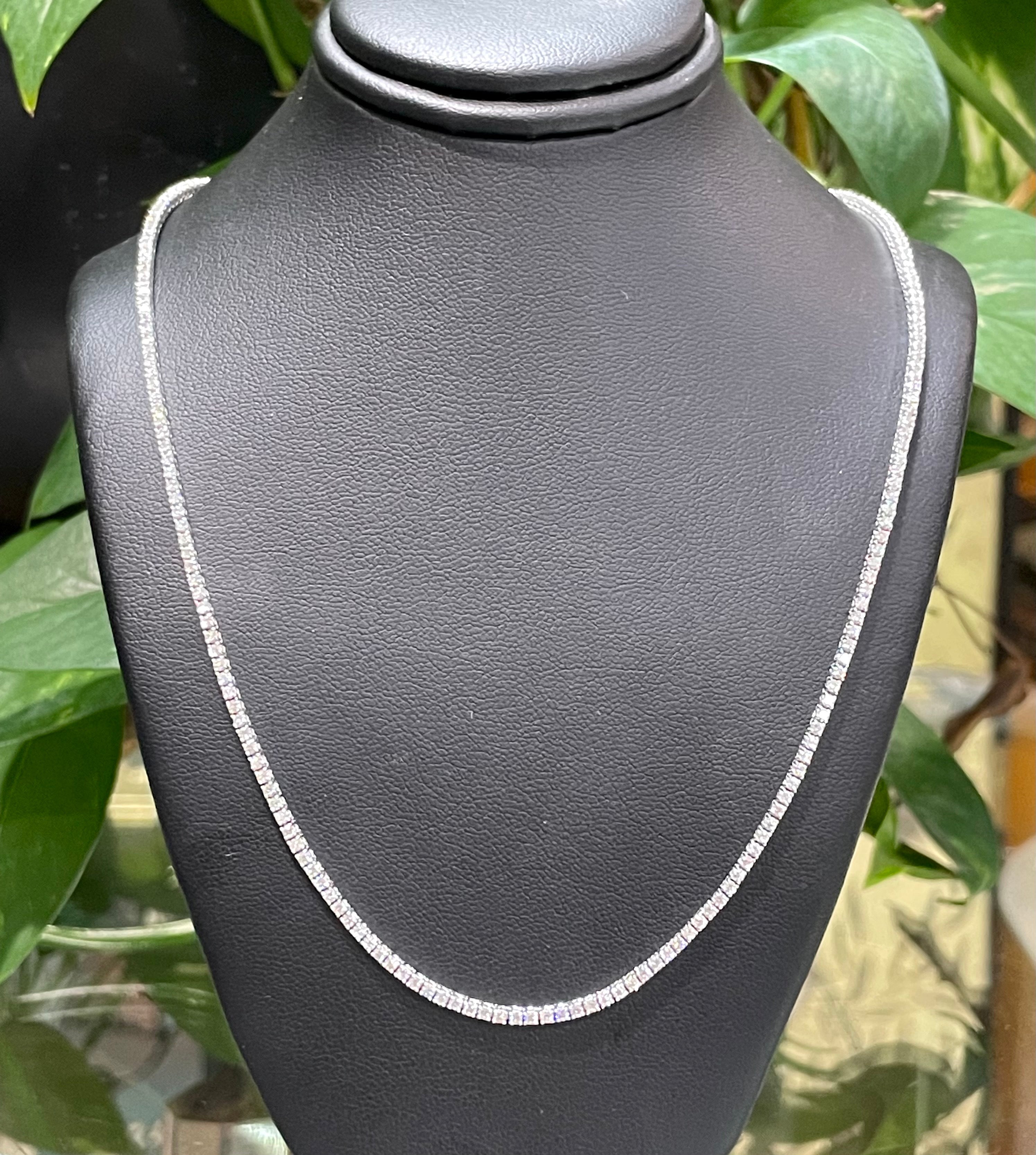 4.51CT Diamond Tennis Necklace 14K White Gold 16.5"