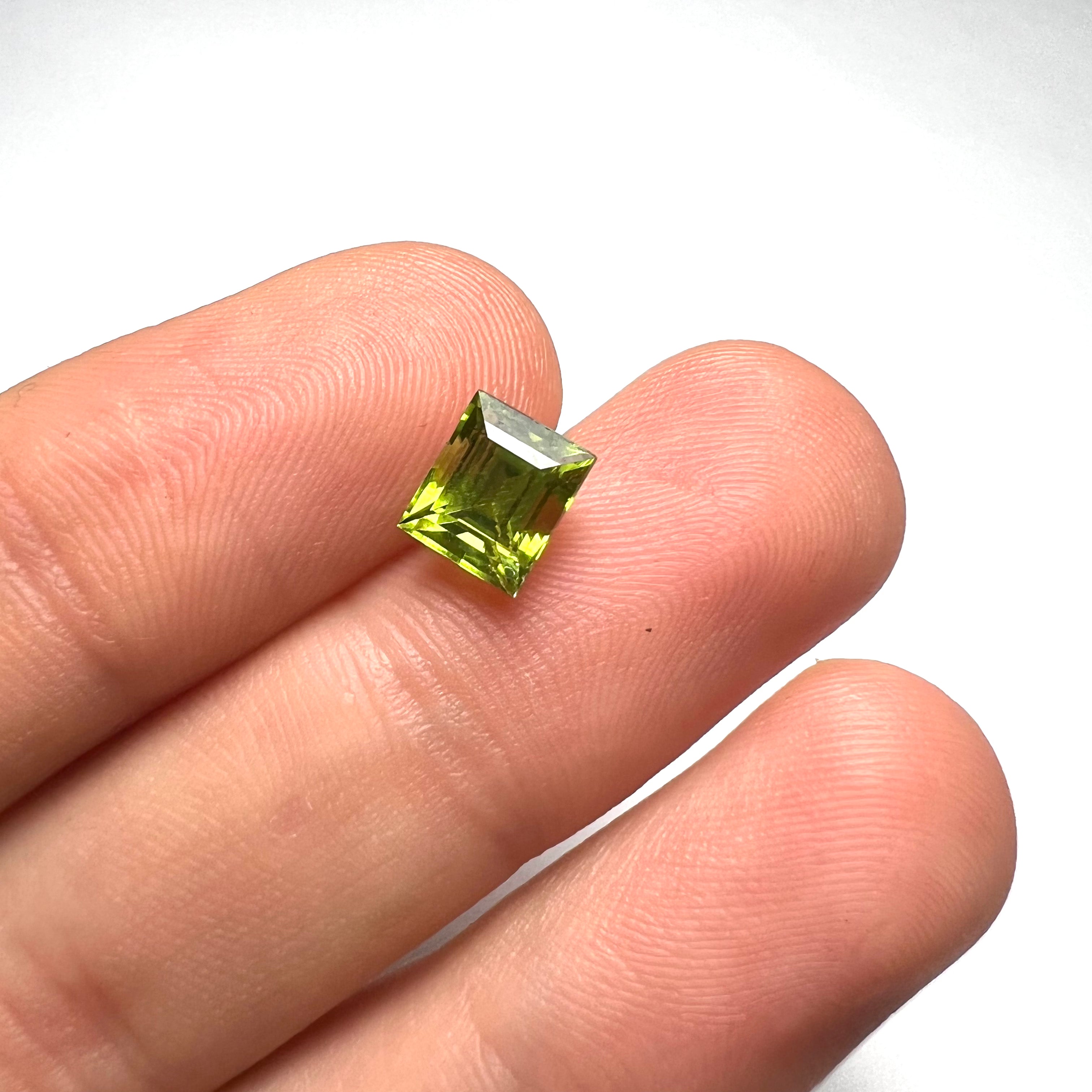 1.7CTW Loose Natural Emerald Cut Peridot 7x6x4.5mm Earth mined Gemstone