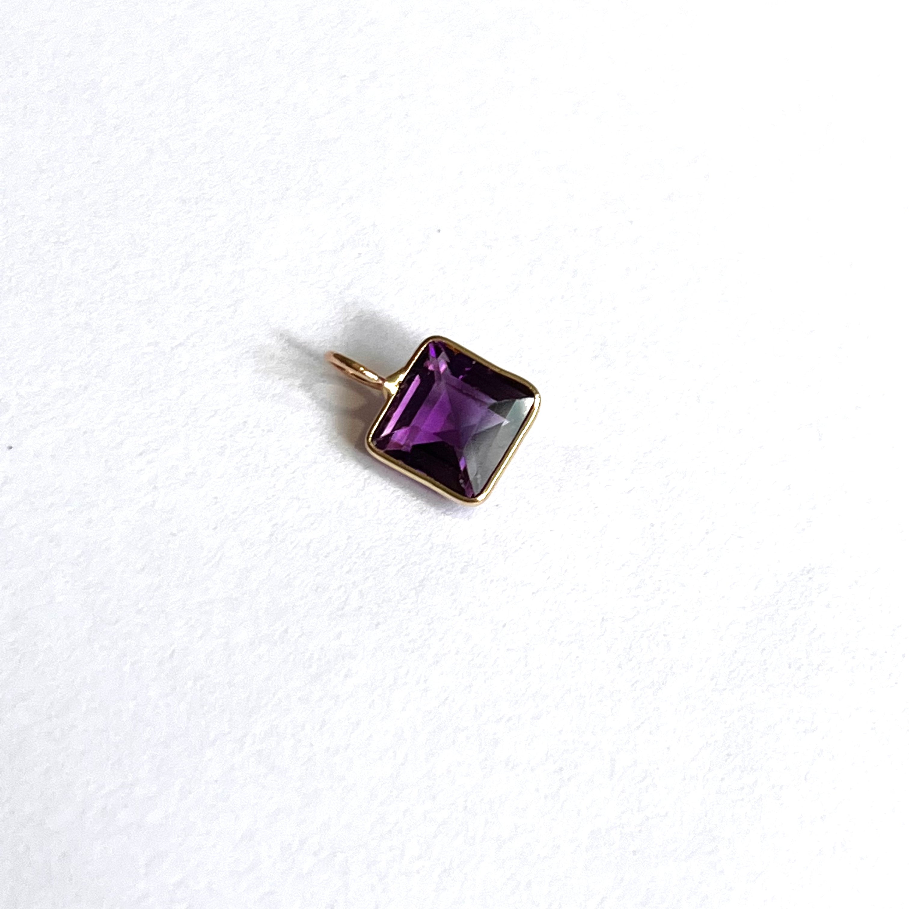 1.86ct Natural Amethyst 14K Yellow Gold Pendant Charm 12x8mm