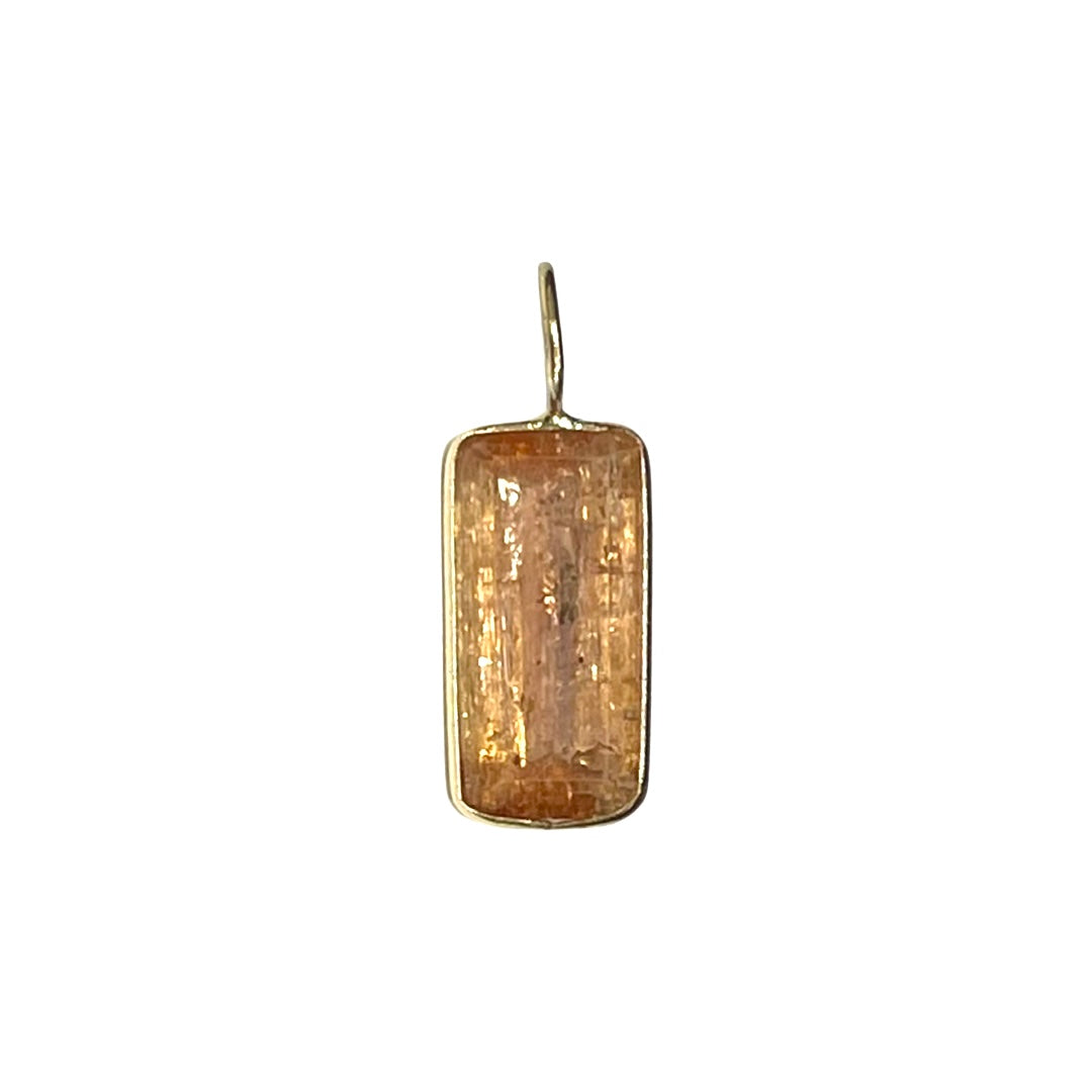 Natural Imperial Topaz 14K Yellow Gold Pendant Charm 26x9mm