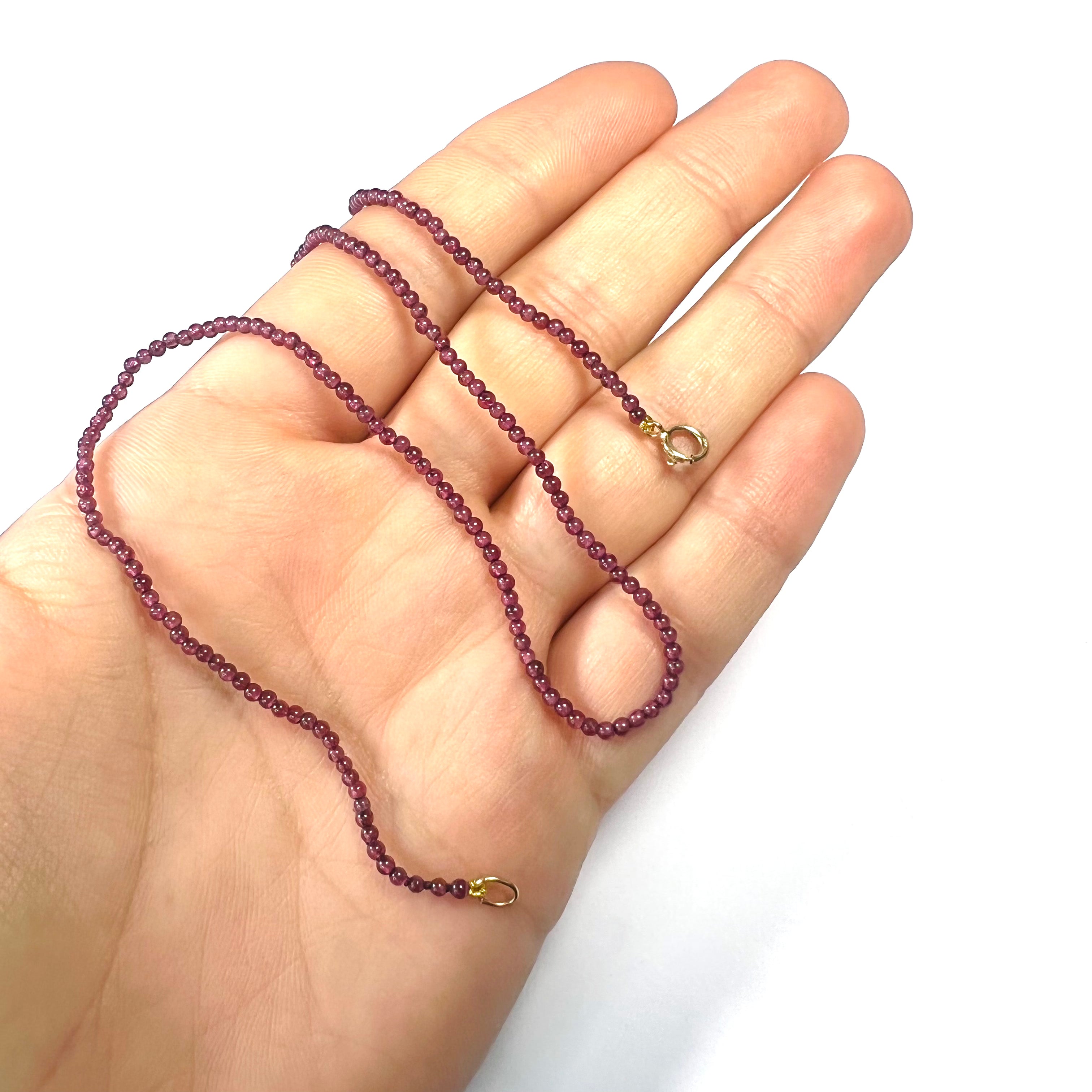Cute! Red Garnet Necklace in 14K Clasp 16"