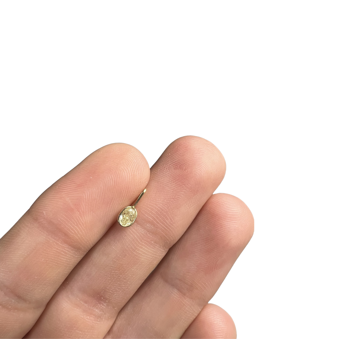 .24CT Canary Yellow Oval Diamond Pendant Charm 14K Gold