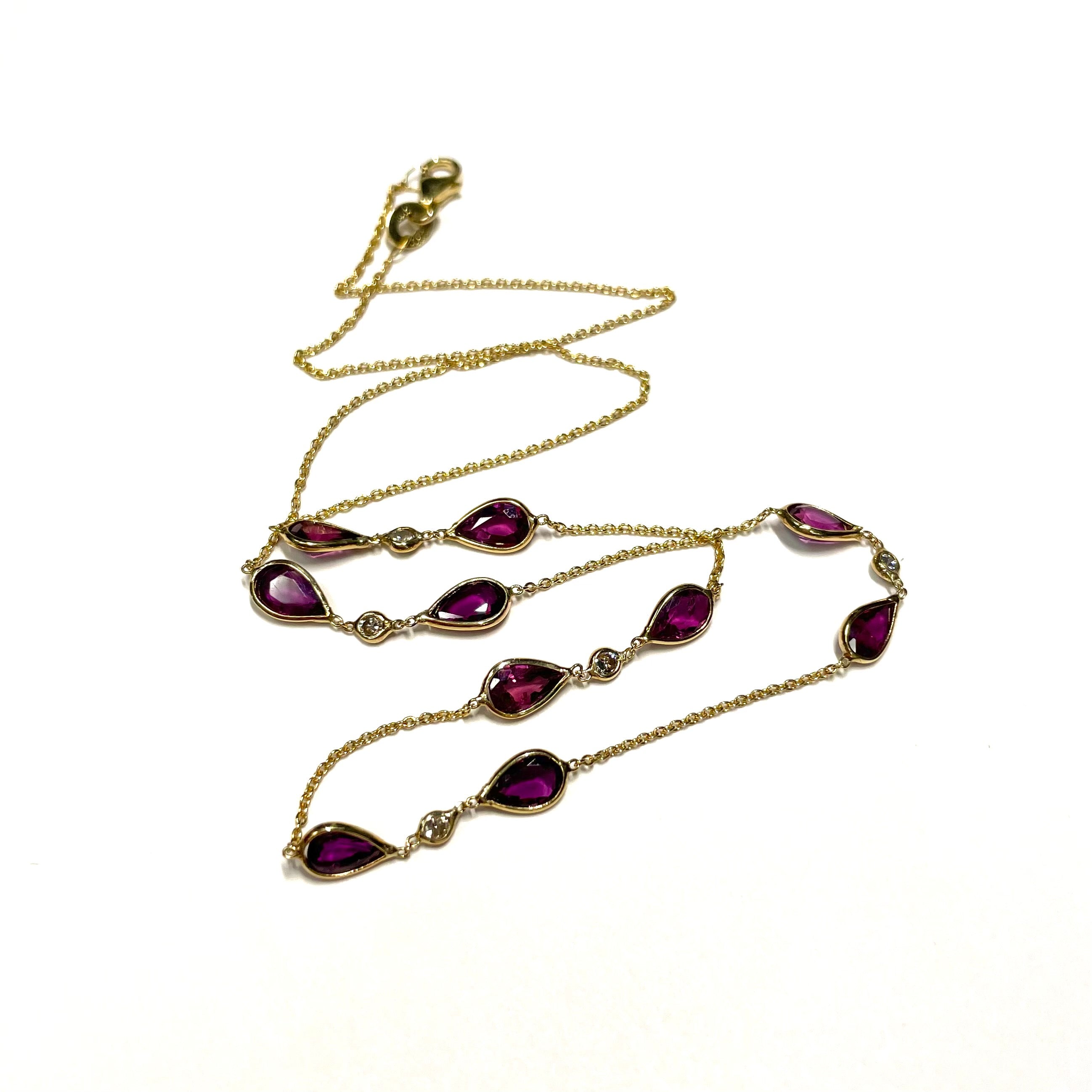 Diamond Rubies 14K Yellow Gold Necklace