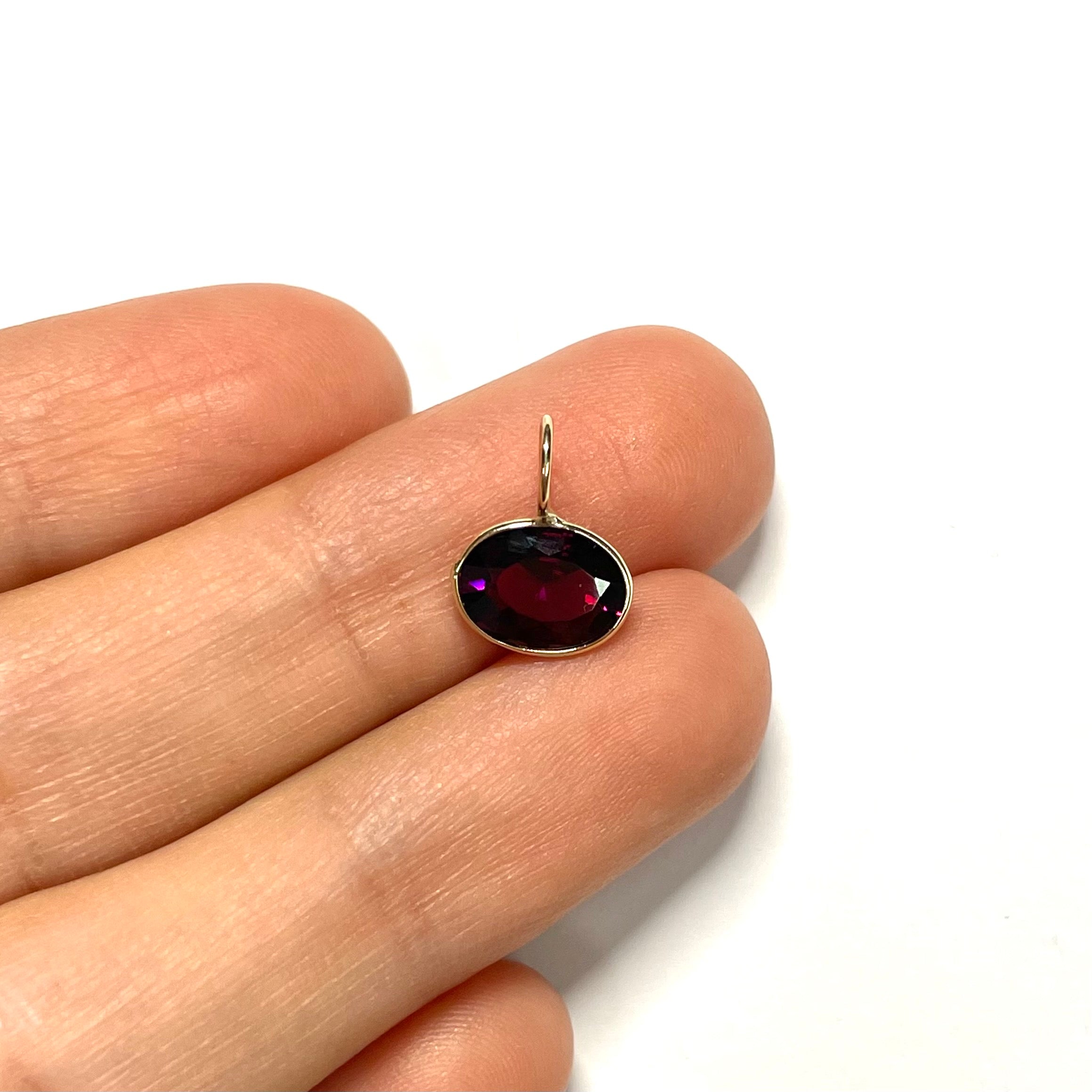 Natural Garnet 14K Yellow Gold Pendant Charm