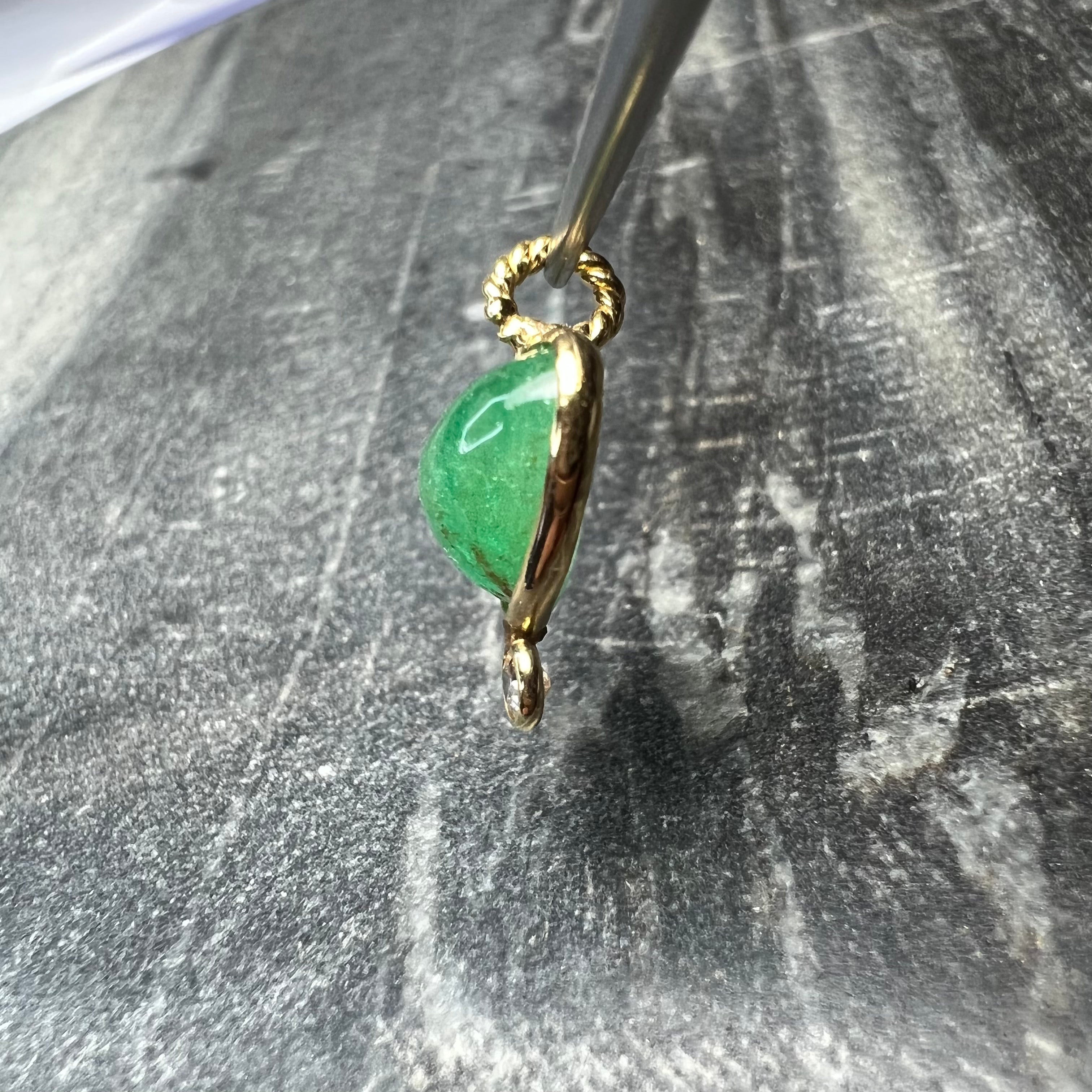 3CT Colombian Emerald 14K Yellow Gold Pendant Charm 16.5x13.2mm