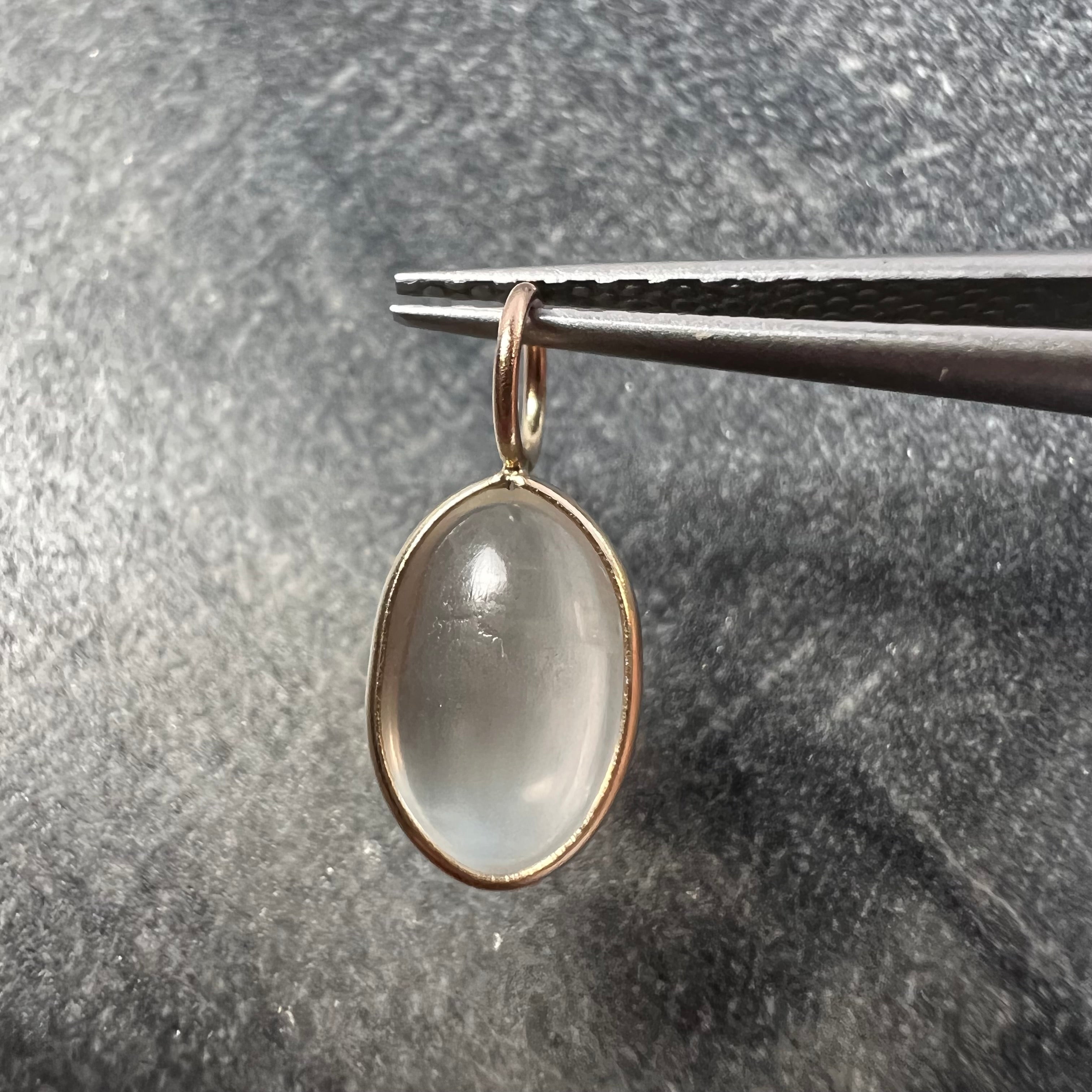 Cabochon Moonstone 14K Yellow Gold Pendant Charm 15.33x6.85x3.07mm