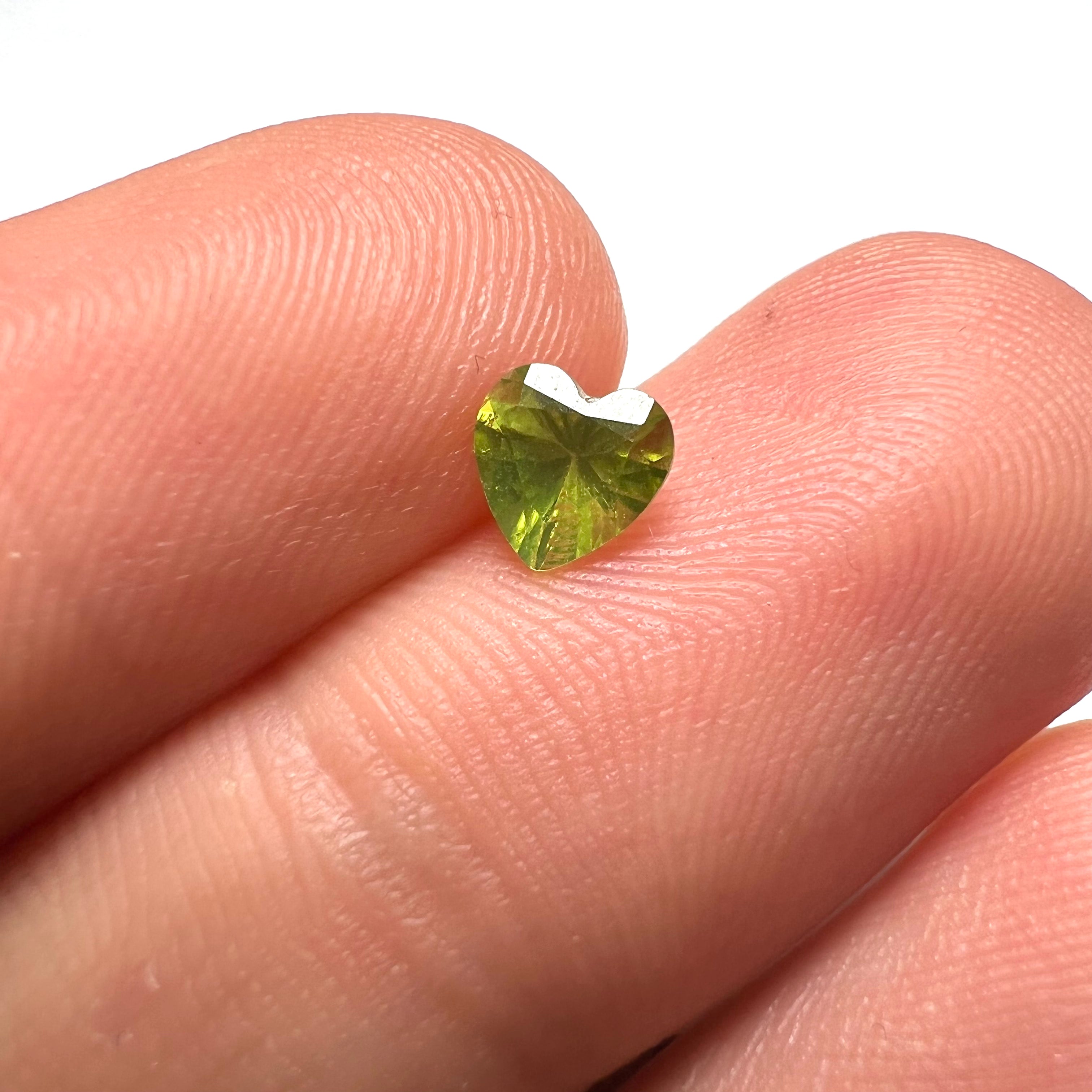.48CT Loose Natural Heart Cut Peridot 7.1x7x3mm Earth mined Gemstone
