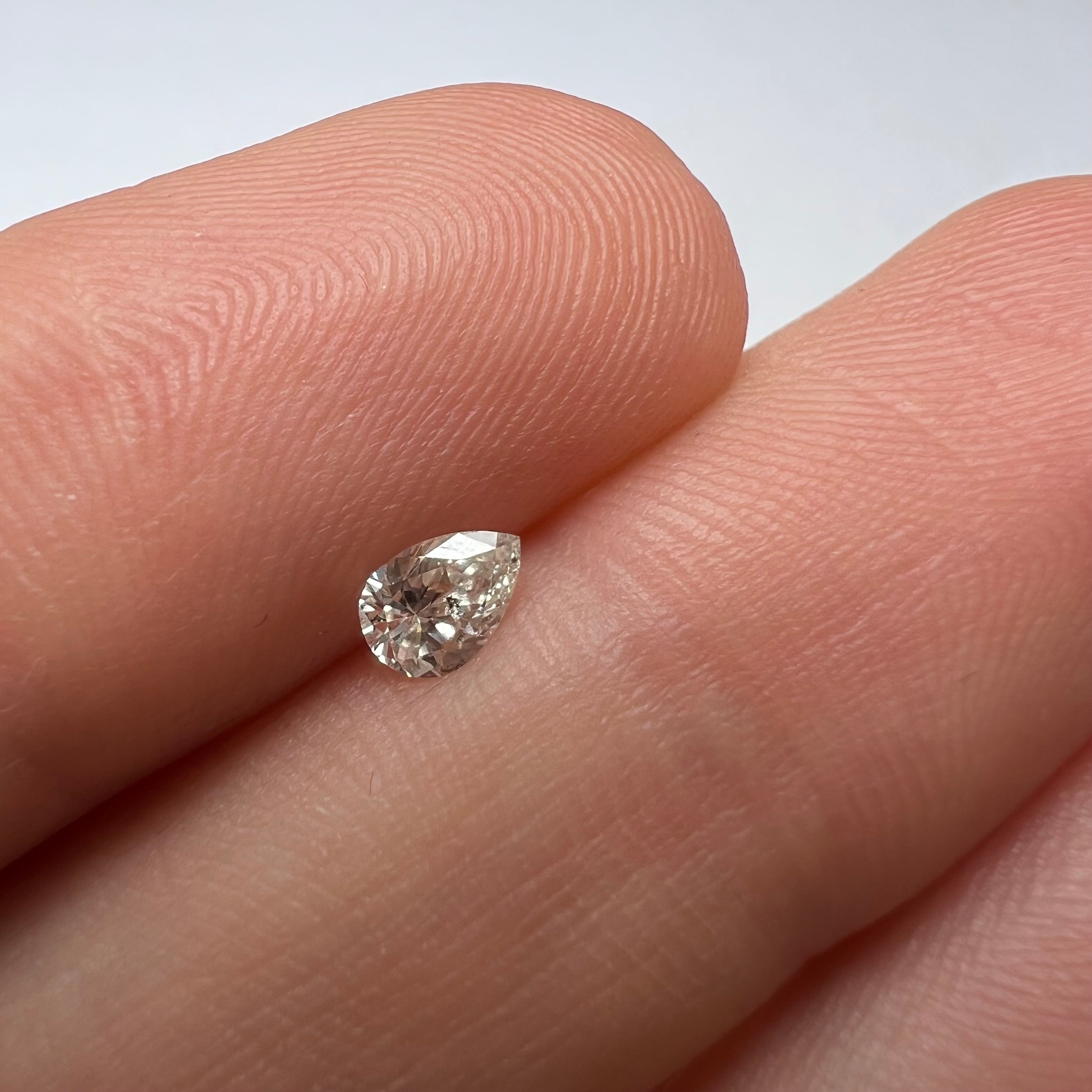 .24CT Pear Shape Diamond I2 K-M 4.97x3.51x2.13mm Natural Earth mined