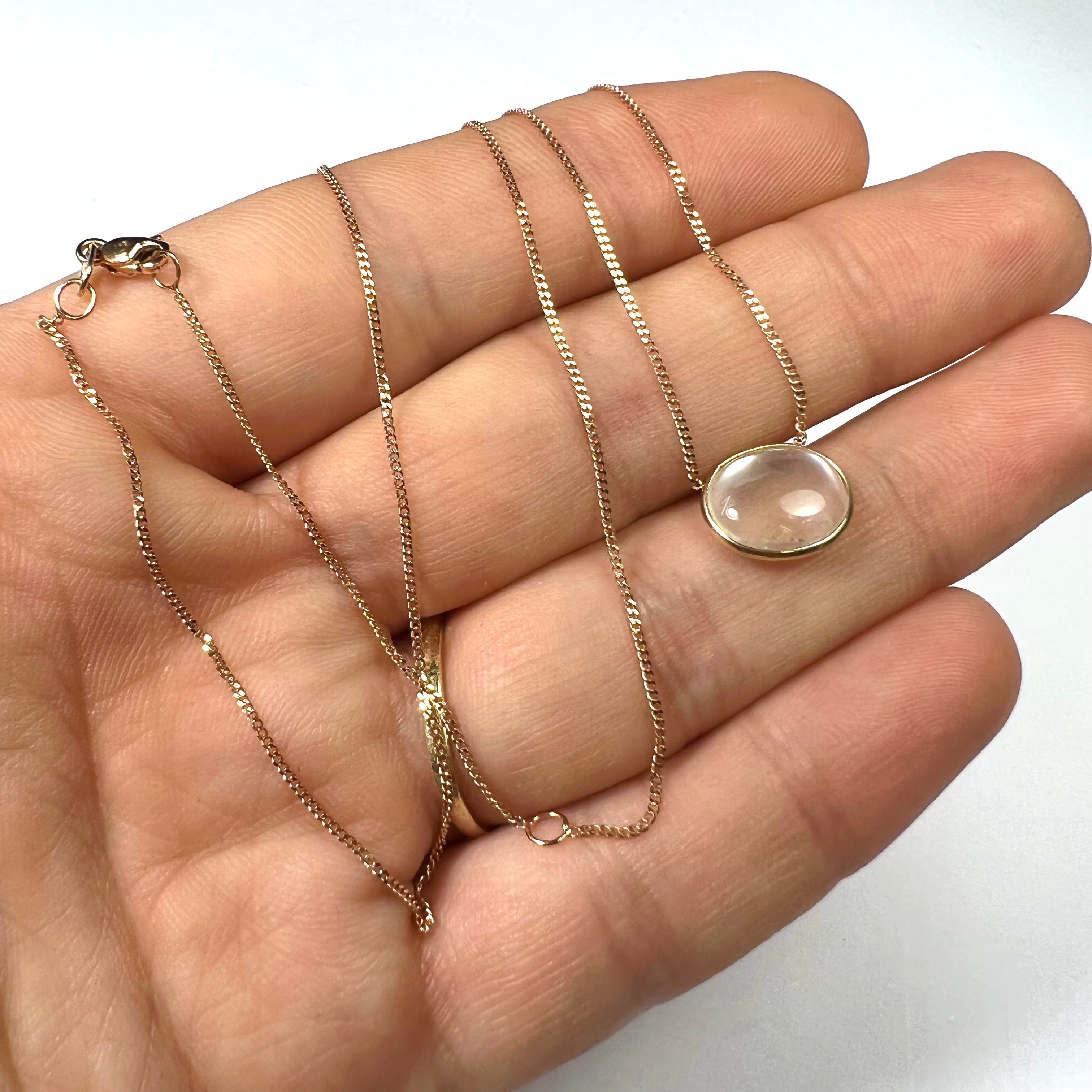 Moonstone 18" 14K Rose Gold Necklace