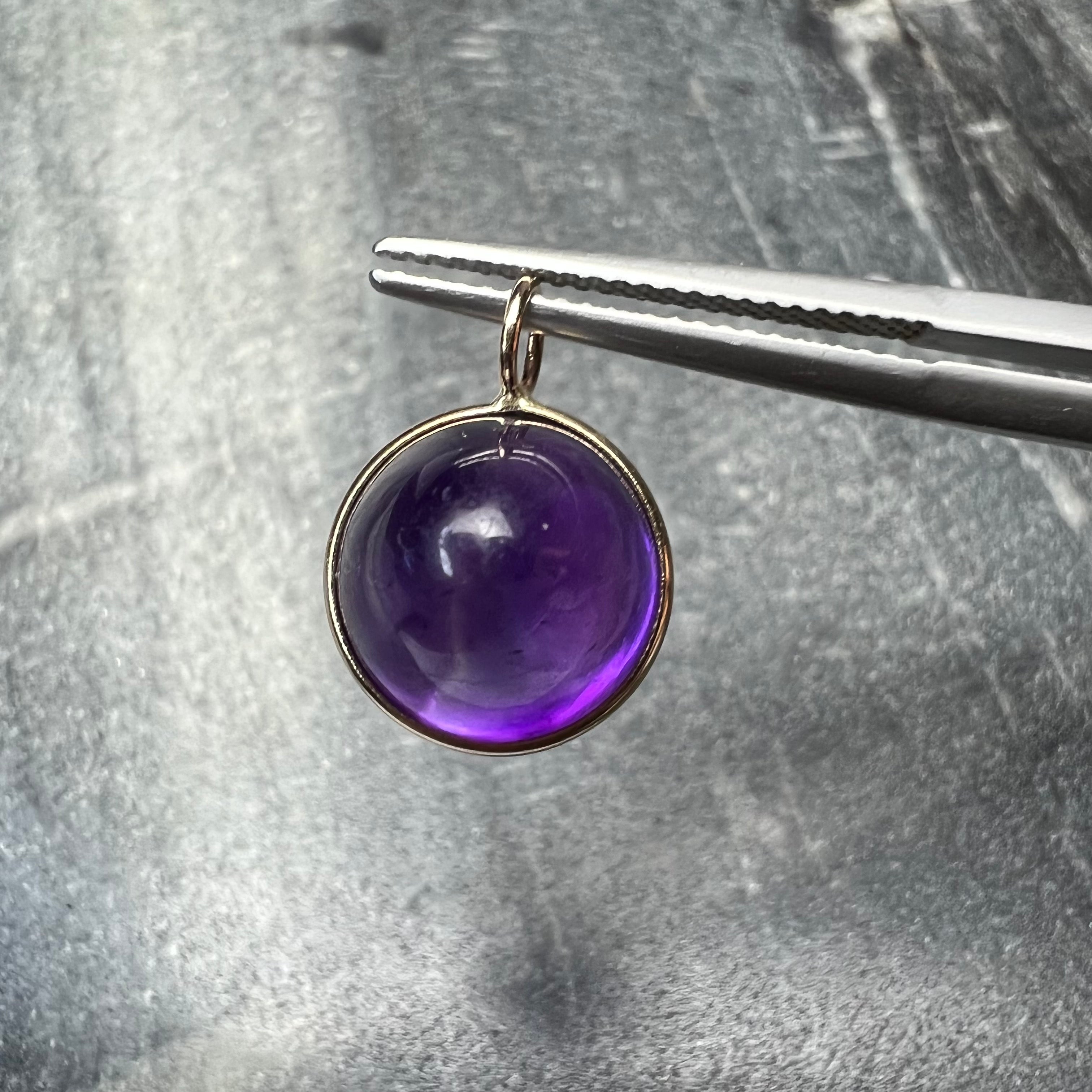 7CT Natural Amethyst 14K Yellow Gold Pendant Charm 16x11mm