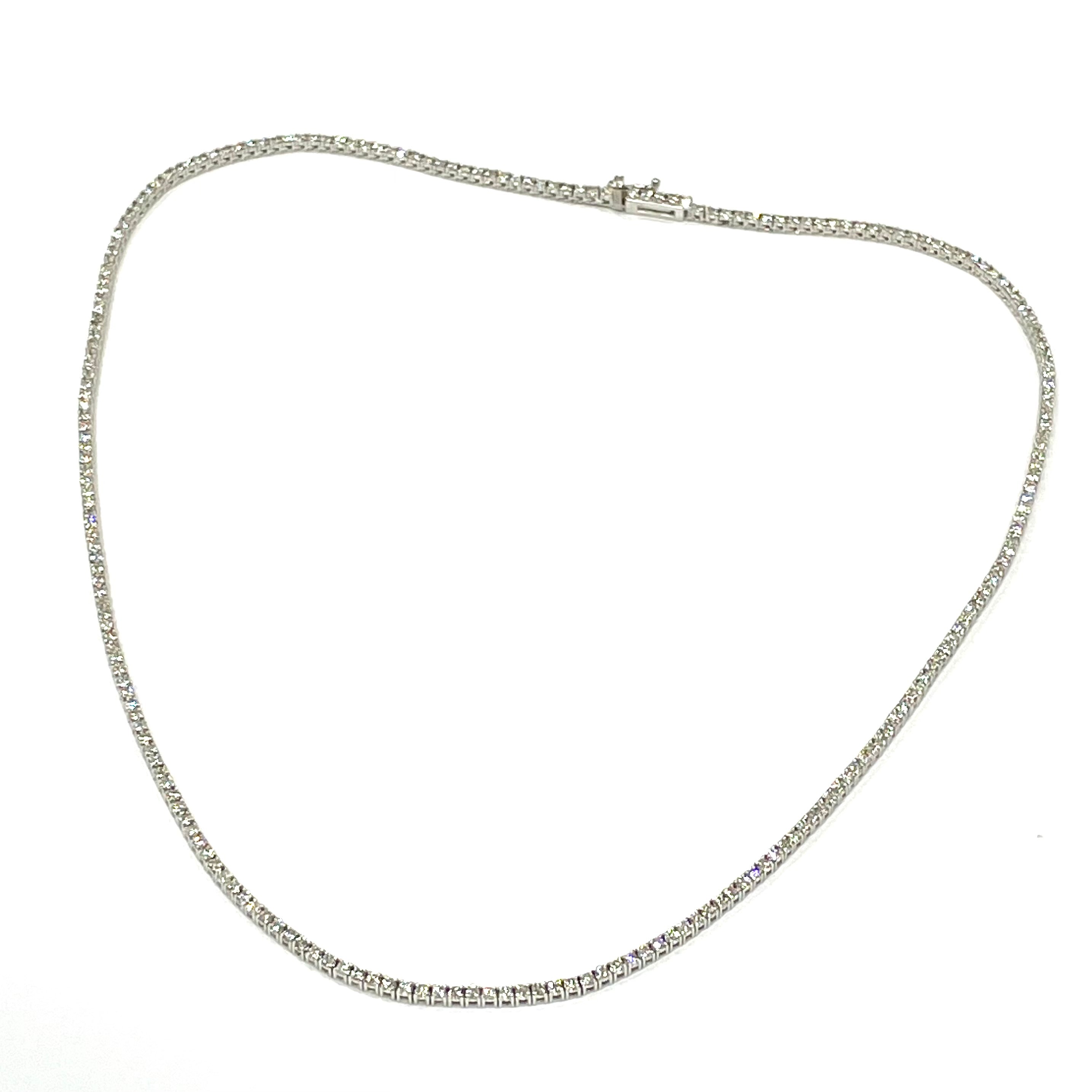 4.51CT Diamond Tennis Necklace 14K White Gold 16.5"