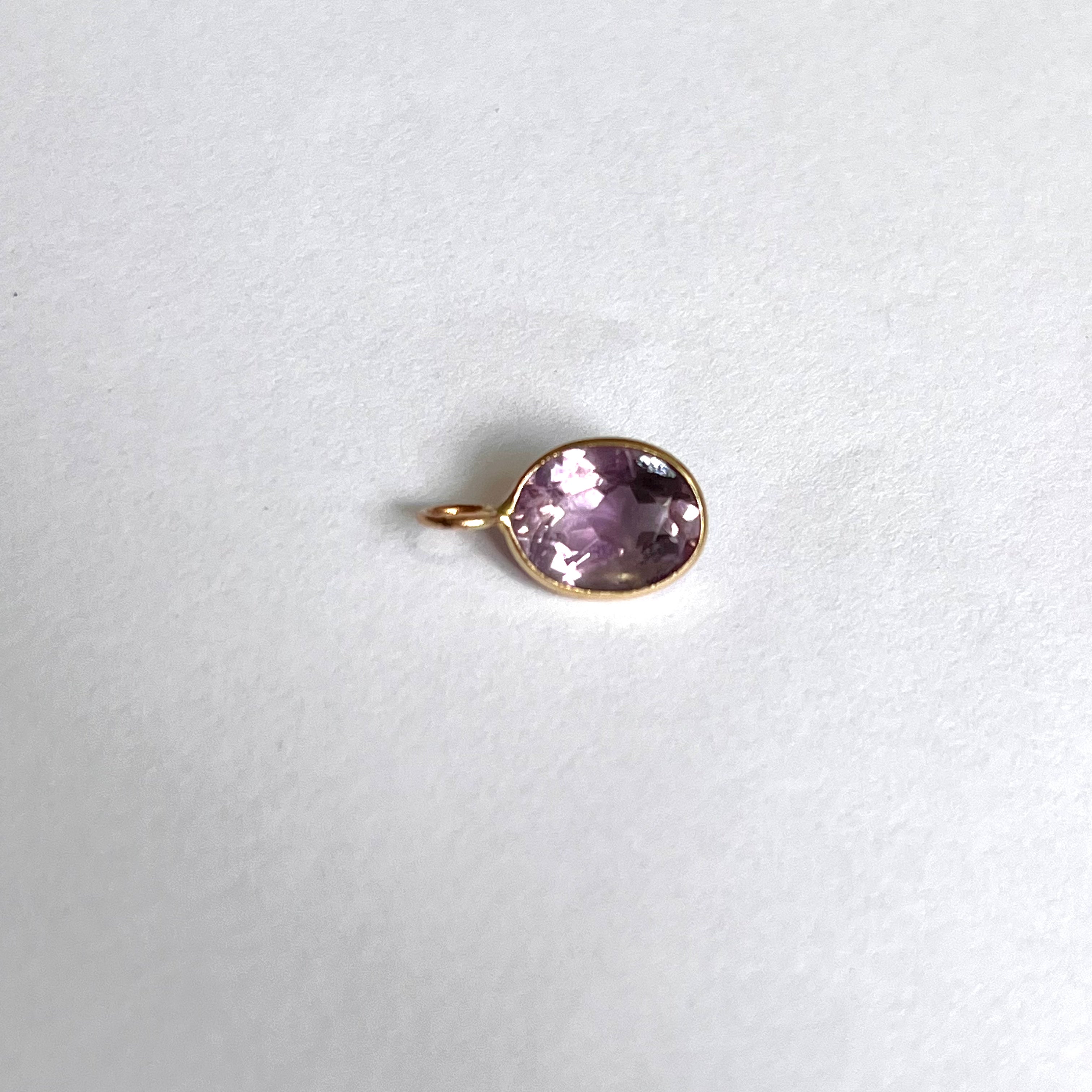 2.110ct Natural Oval Amethyst 14K Yellow Gold Pendant Charm 14x8mm
