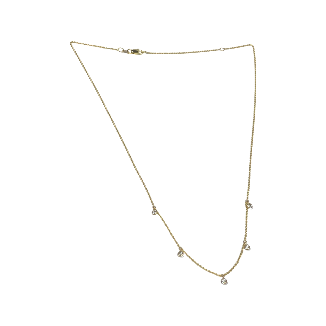 .50CT 5 Diamond Dangle 14k Yellow Gold Necklace